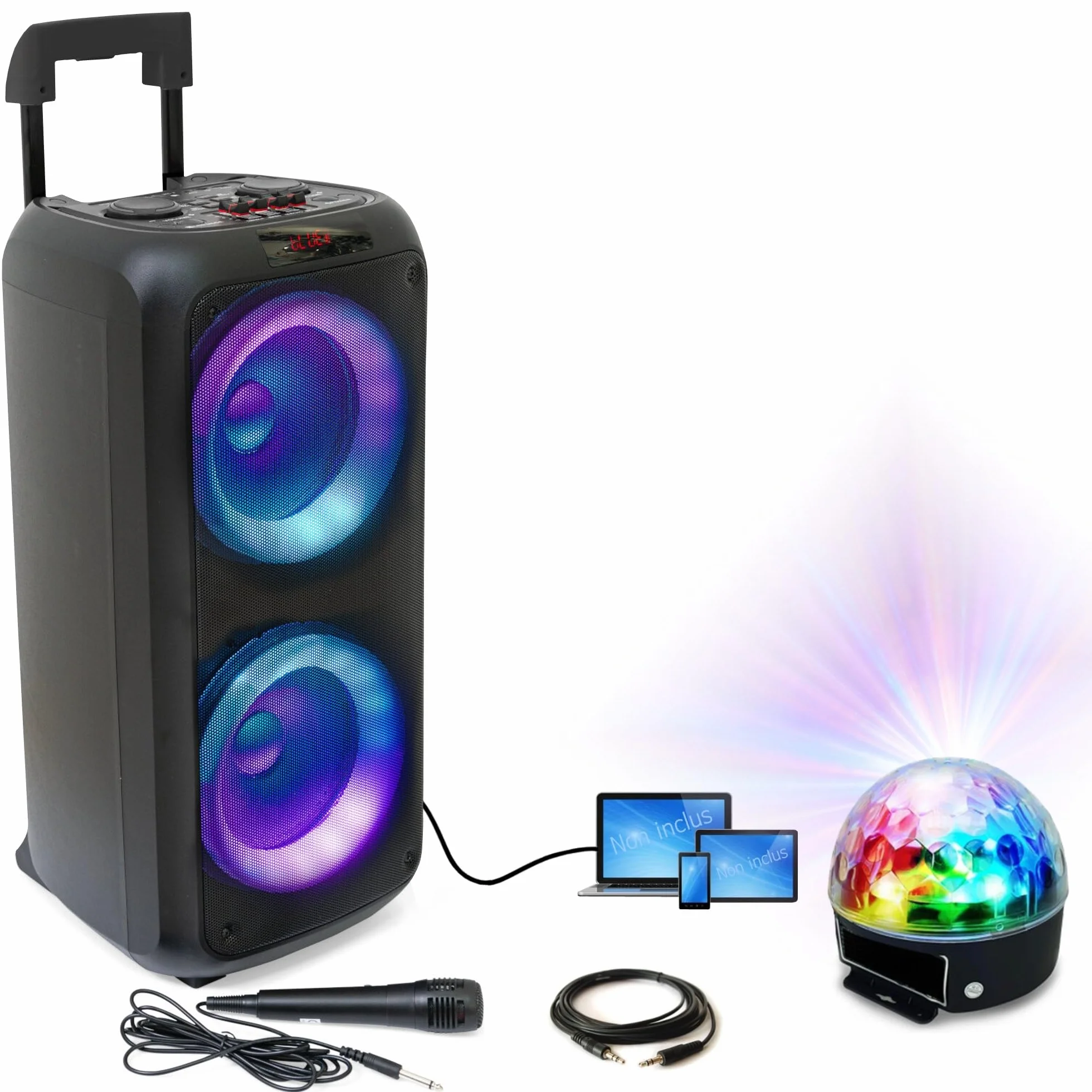 Ibiza VENUS600 Enceinte Karaoké Bluetooth TWS 600W Batterie Effet Lumière