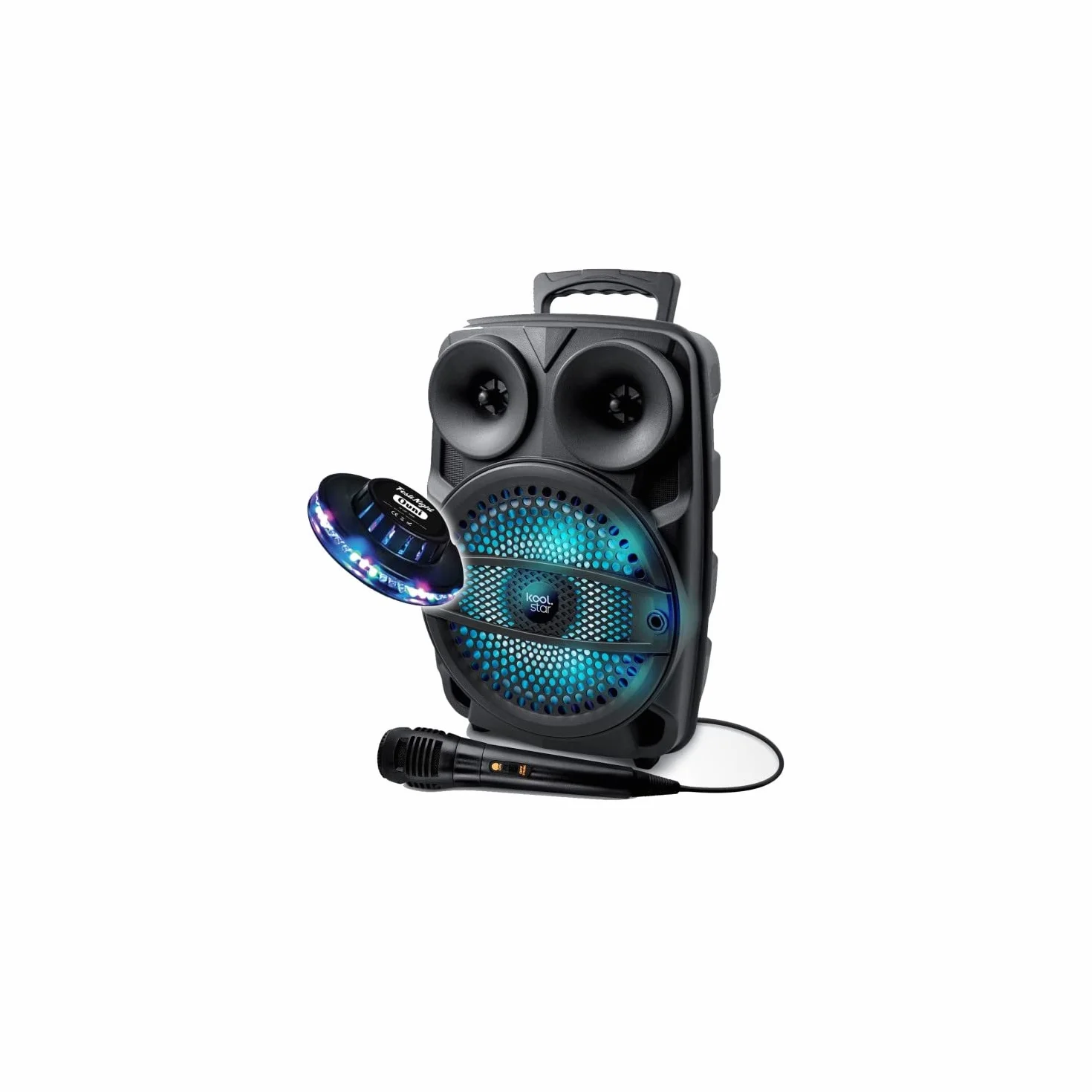 Enceinte Mobile 200W SONO DJ Autonome sur Batterie LED RVB USB/SD/Bluetooth + Micro