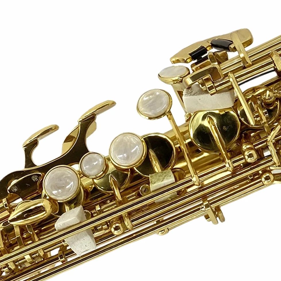 Saxophone soprano droit si bémol laqué doré avec étui embouchure sangle