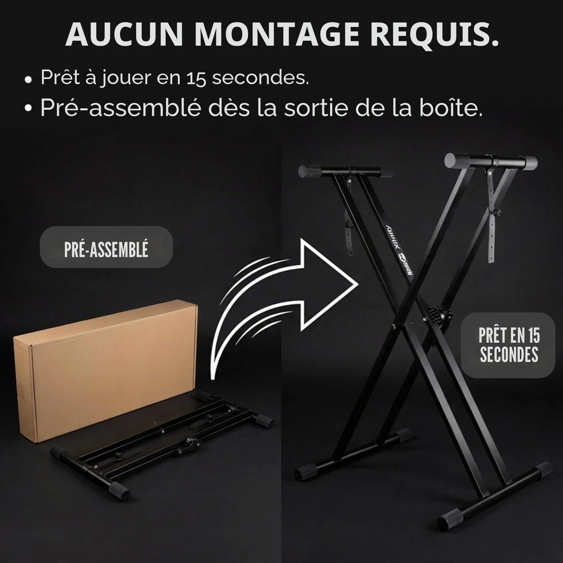 Windsor RockJam RJXX363 Support de Clavier Robuste Double X Réglable avec Déverrouillage Rapide et Verrou de Sécurité