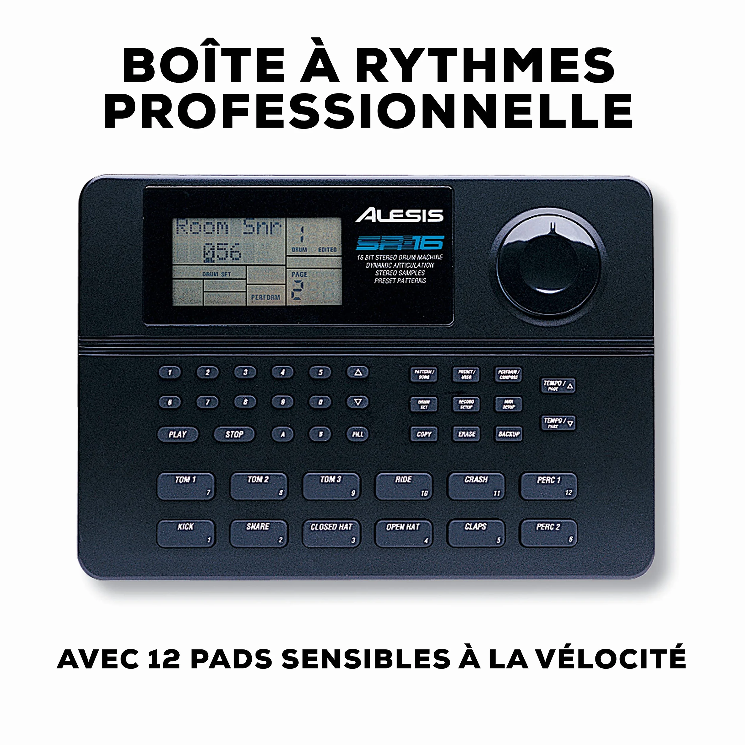 Alesis SR16 Boîte à Rythmes 12 Pads 233 Sons Percussions Dynamic Articulation Effets Intégrés