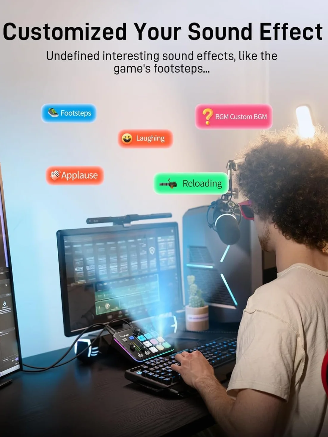 MaonoCaster PD200XS & G1 NEO Kit Streaming Gaming: Interface Audio Mixeur et Microphone Dynamique XLR avec RGB et Réduction de Bruit