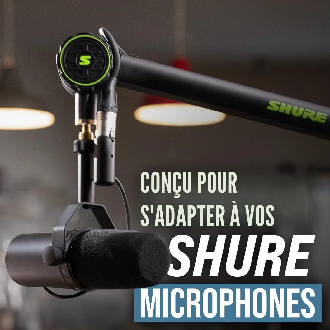 Shure Support de microphone à bras articulé monté sur bureau SH-BROADCAST1