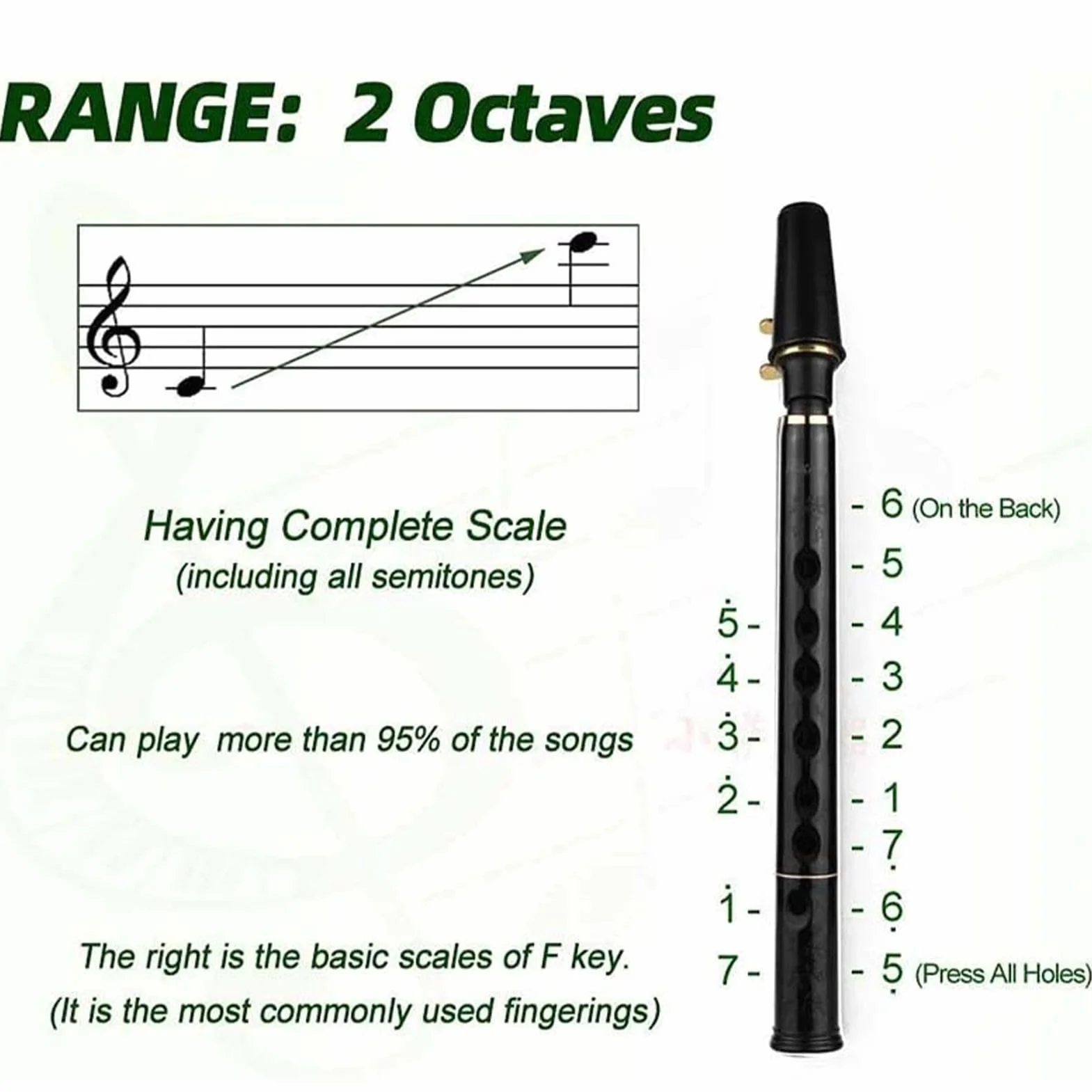 Saxophone de poche à clé C 8 trous - Outil d'entraînement compact pour débutants - Instruments à vent en bois