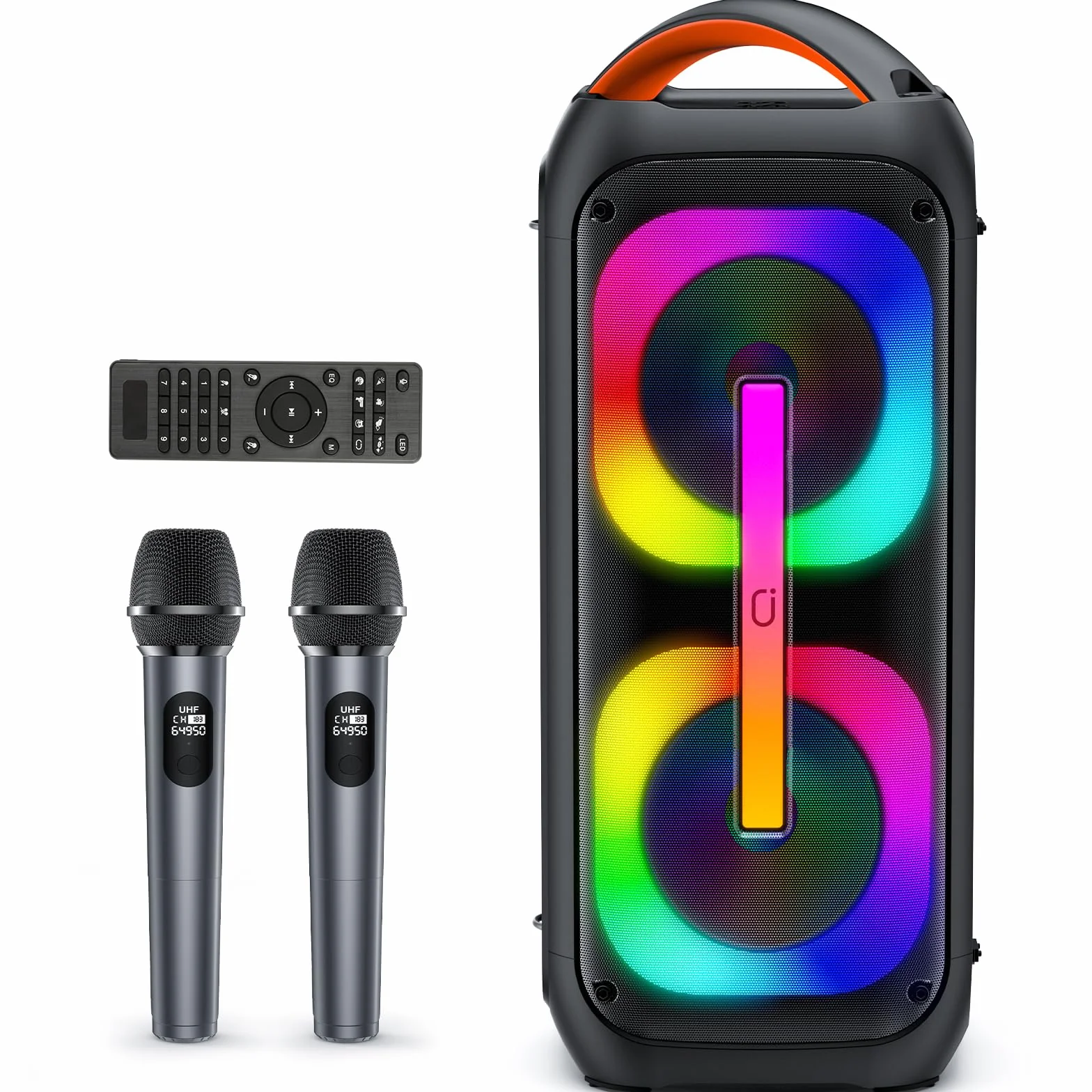 Karaoke Enceinte avec 2 Microphones sans Fil, Grande Machine de Karaoké Complet avec Lumières, Portable Système Support TWS/AUX/FM/USB/TF