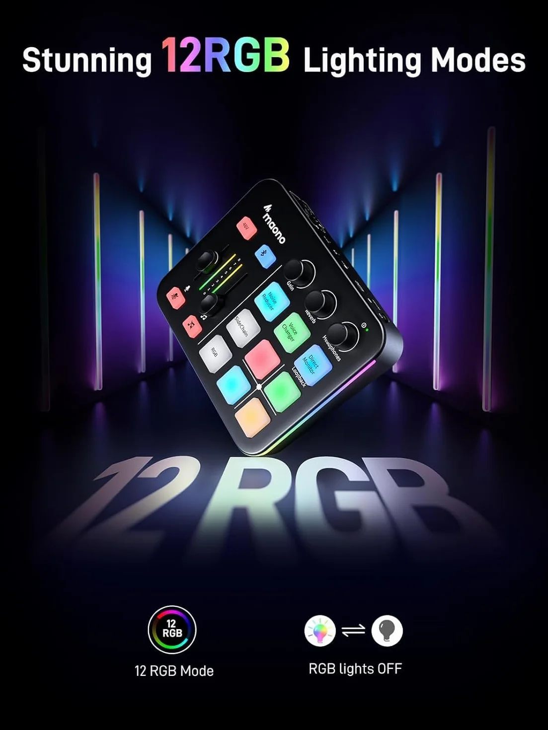 MaonoCaster PD200XS & G1 NEO Kit Streaming Gaming: Interface Audio Mixeur et Microphone Dynamique XLR avec RGB et Réduction de Bruit