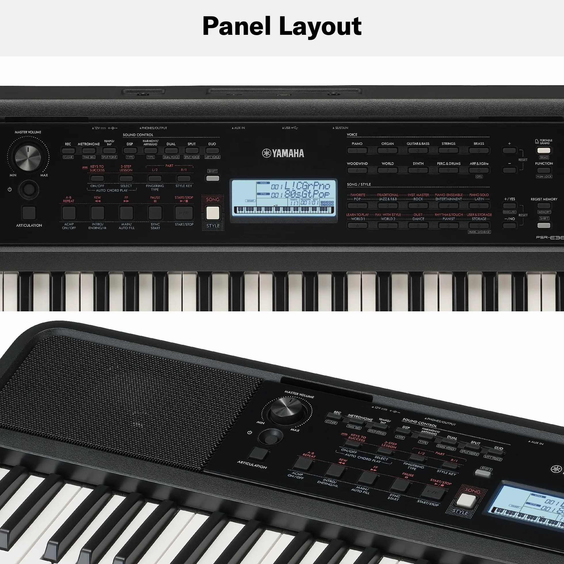 Yamaha PSR-E383 Clavier portable 650 voix polyphonie 48 notes
