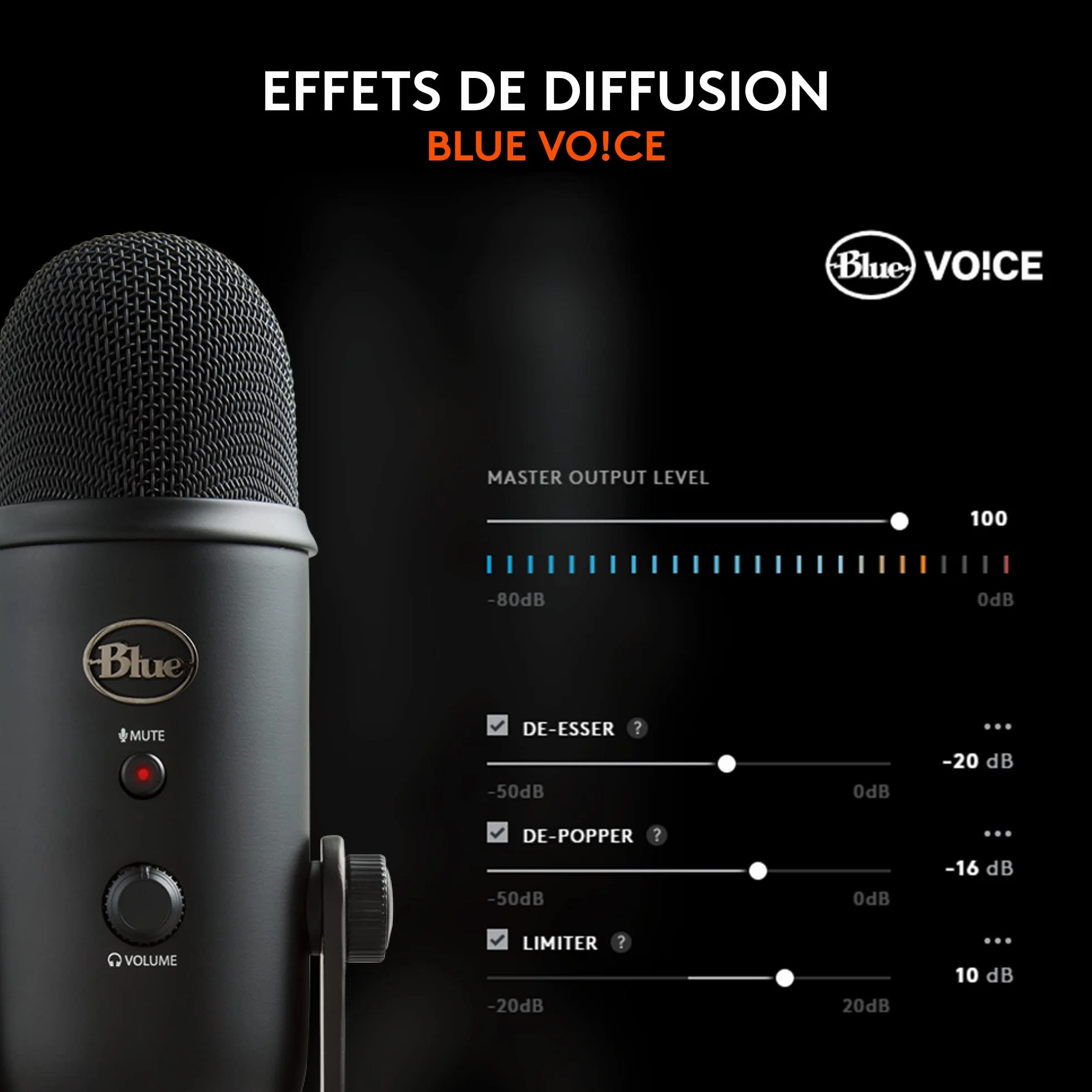 Logitech Blue Yeti Microphone USB pour Enregistrement Streaming Gaming Podcast PC Mac Noir