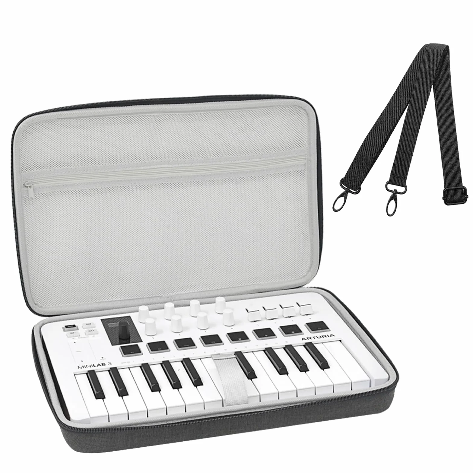 Étui en Velours Premium pour Clavier MIDI Compatible avec MPK Mini IV, Arturia MiniLab 3, MiniLab MkII 25 Slim (Gris)