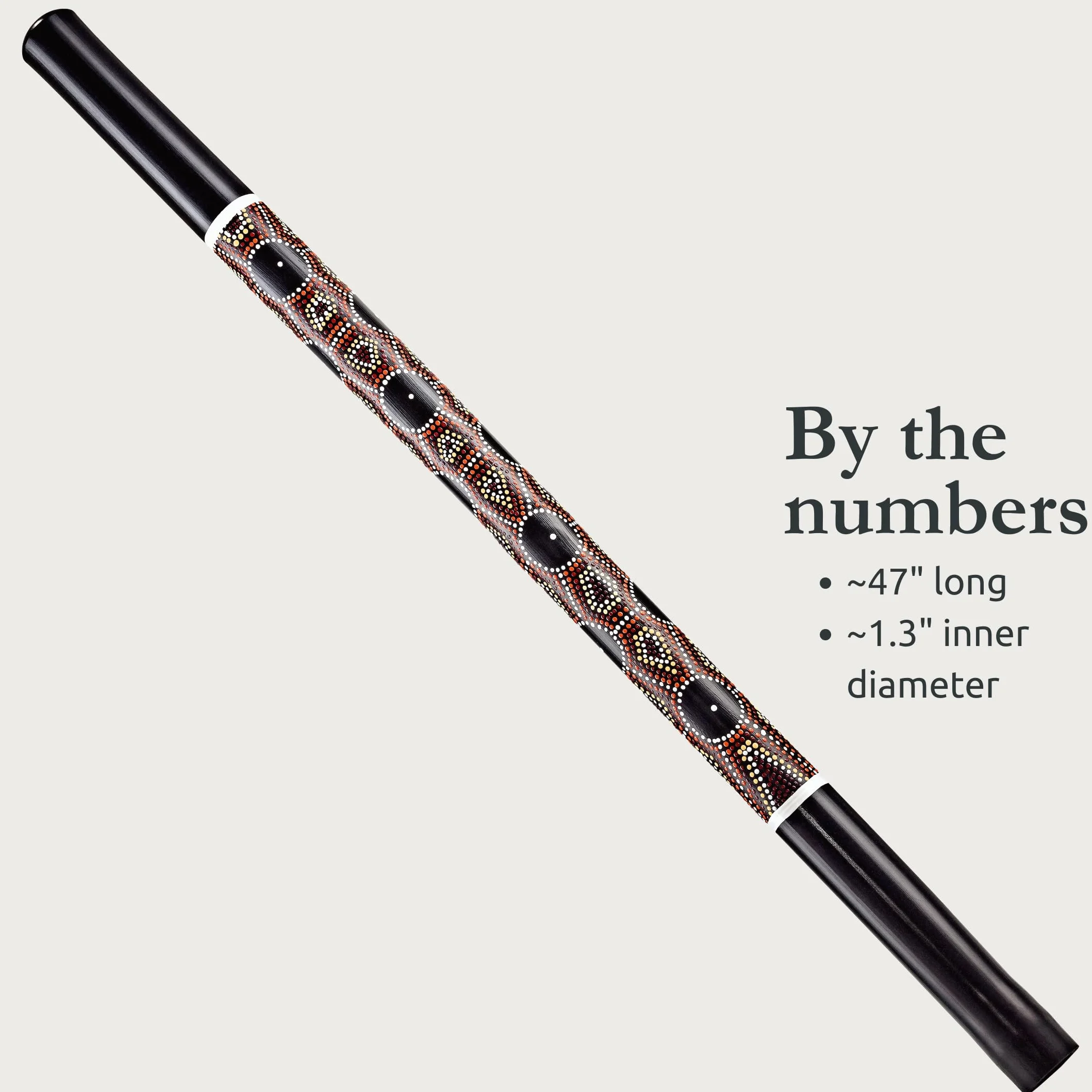 Sonic Energy Classic Bamboo Didgeridoo – léger – Bambou, noir avec pois colorés (DD1BK)