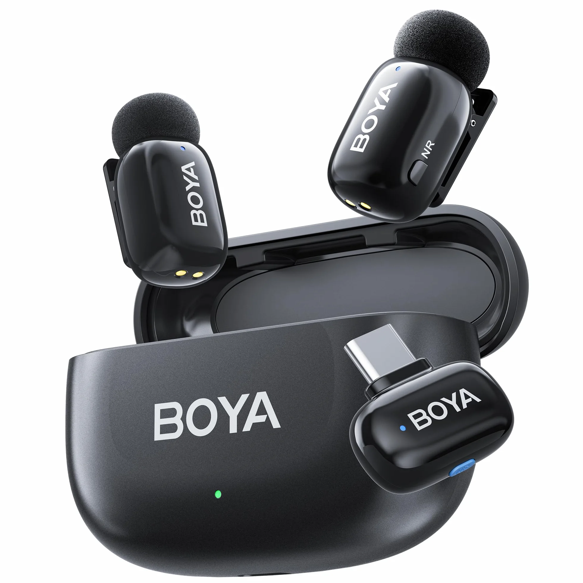 BOYA Mini 2 Micro Cravate sans Fil USB-C 2 Micros Ultra-Mini Réduction de Bruit par IA 40dB 48kHz/24Bit Contrôle par App pour Android iPhone 15/16/17 TikTok YouTube