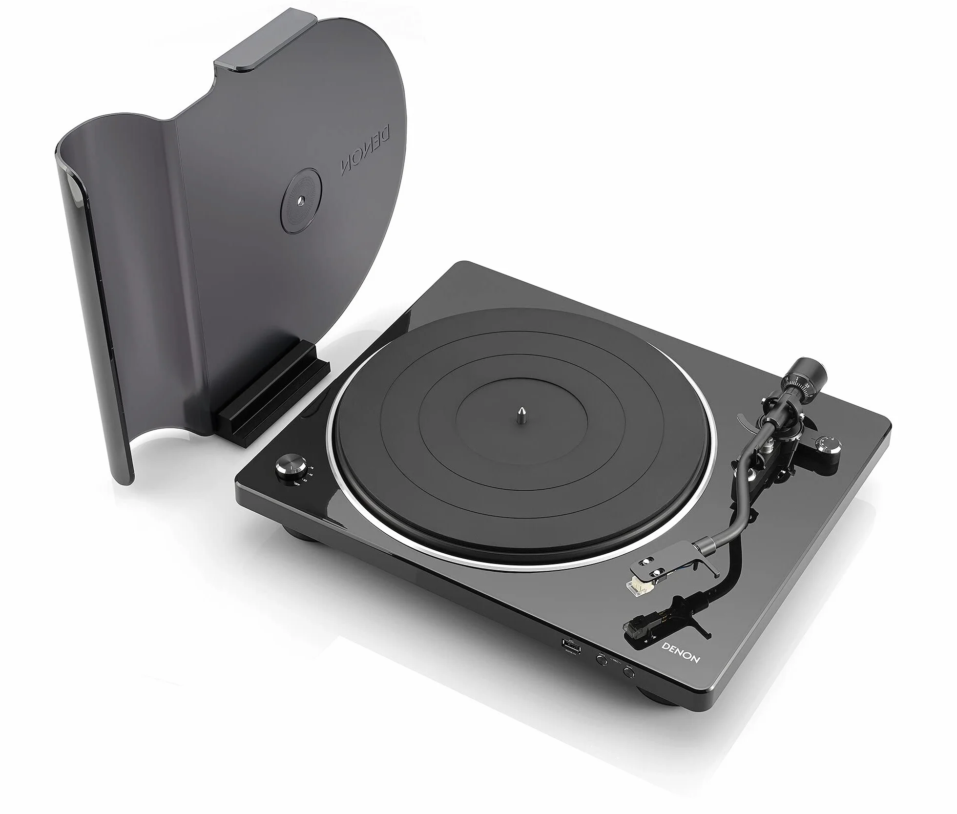 Denon DP-450USB Platine Hi-Fi USB avec Pré-Amplificateur Phono, Entraînement par Courroie, Enregistrement MP3/WAV Noir