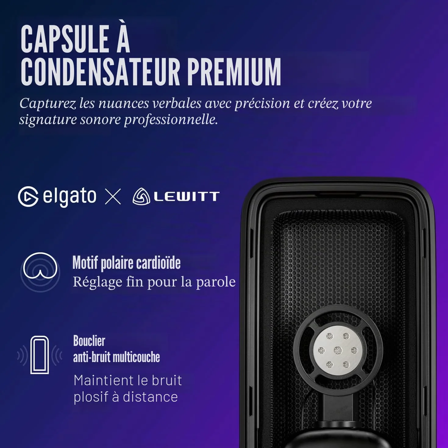 Elgato Wave:3 Micro à condensateur USB studio streaming podcast gaming télétravail logiciel mixage gratuit plug-ins effets anti-distorsion plug & play Mac PC
