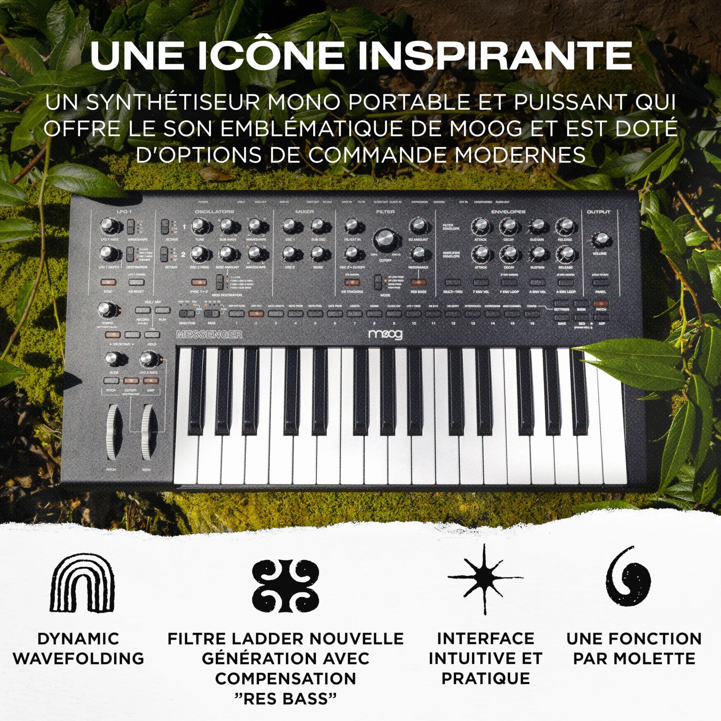 MOOG Messenger Synthétiseur Monophonique Analogique 32 Touches Séquenceur 64 Pas