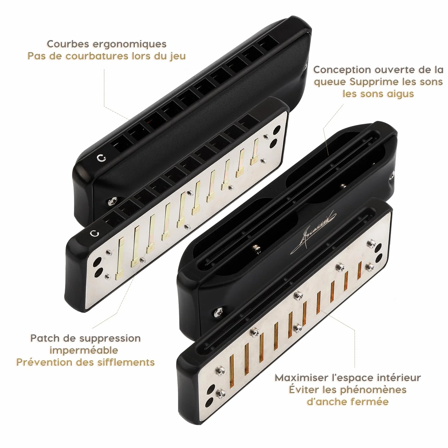 JDR Harmonica Clé de C 10 Trous 20 Tonalités pour Adultes Enfants Professionnels Débutants avec Etui