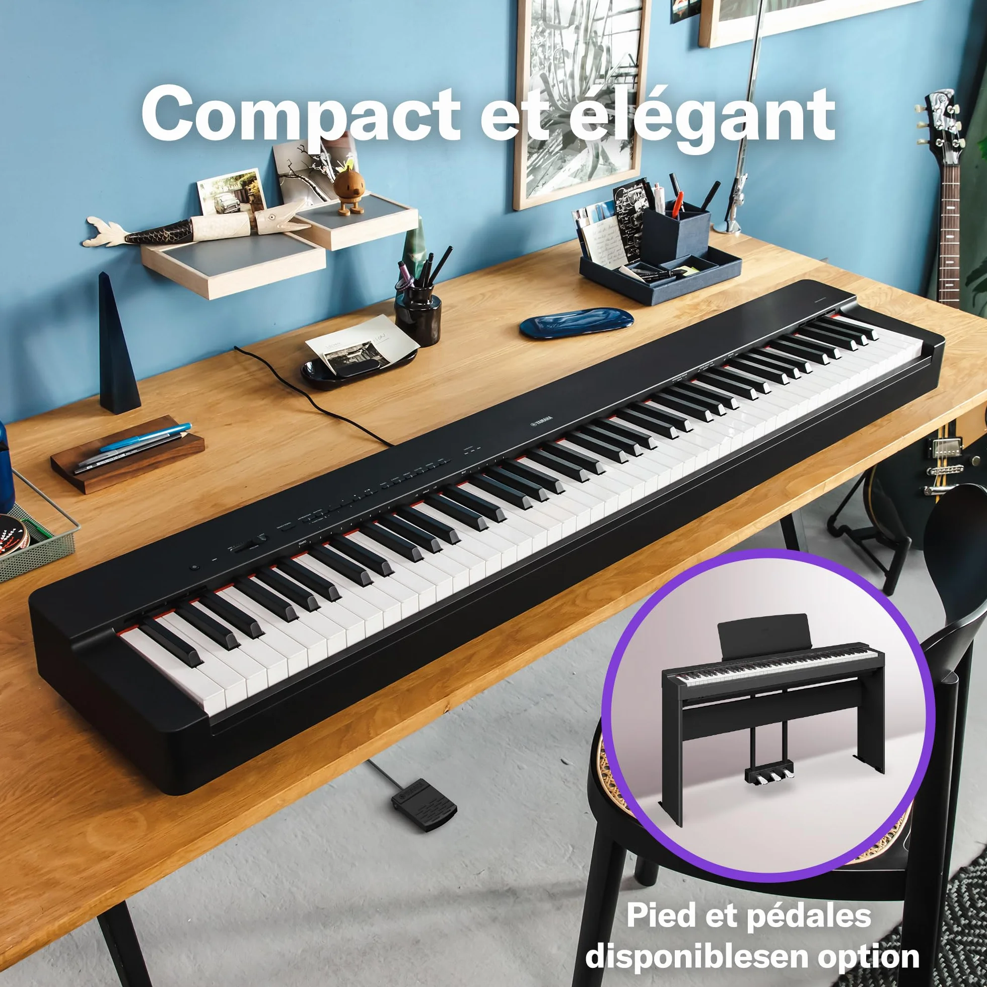 Yamaha P-225 Piano numérique 88 touches Graded-Hammer-Compact 24 voix noir