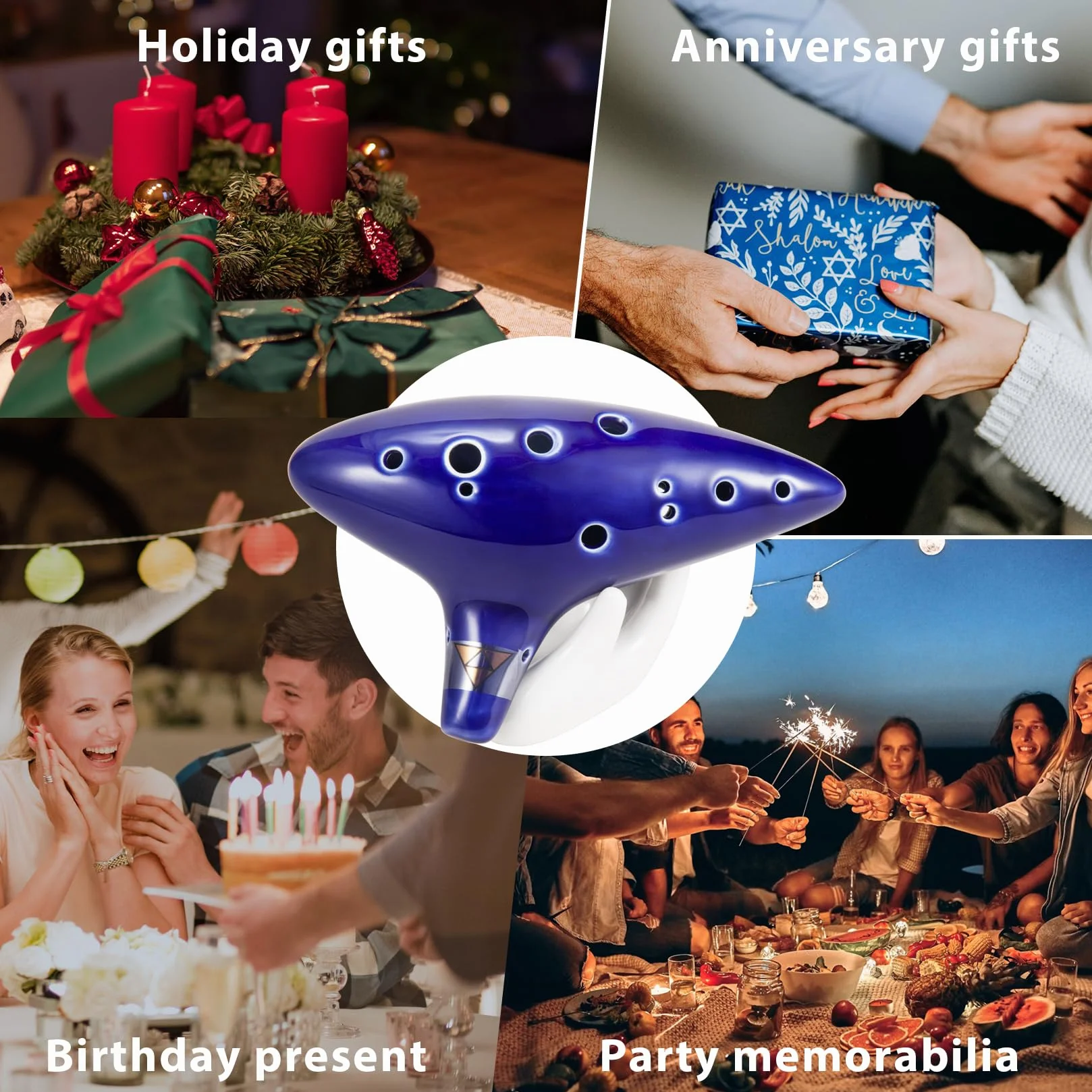 Ocarina Zelda 12 trous Alt C Ocarina of Time Replica bleu marine