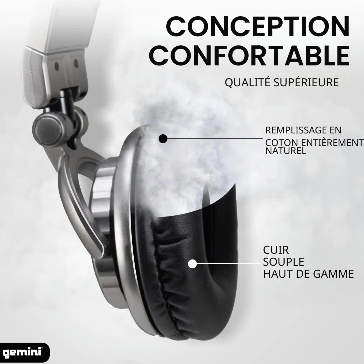 Gemini Sound DJX-500 Casque DJ Professionnel Fermé Filaire Oreillettes pivotables 90° 180° Transducteurs 57mm