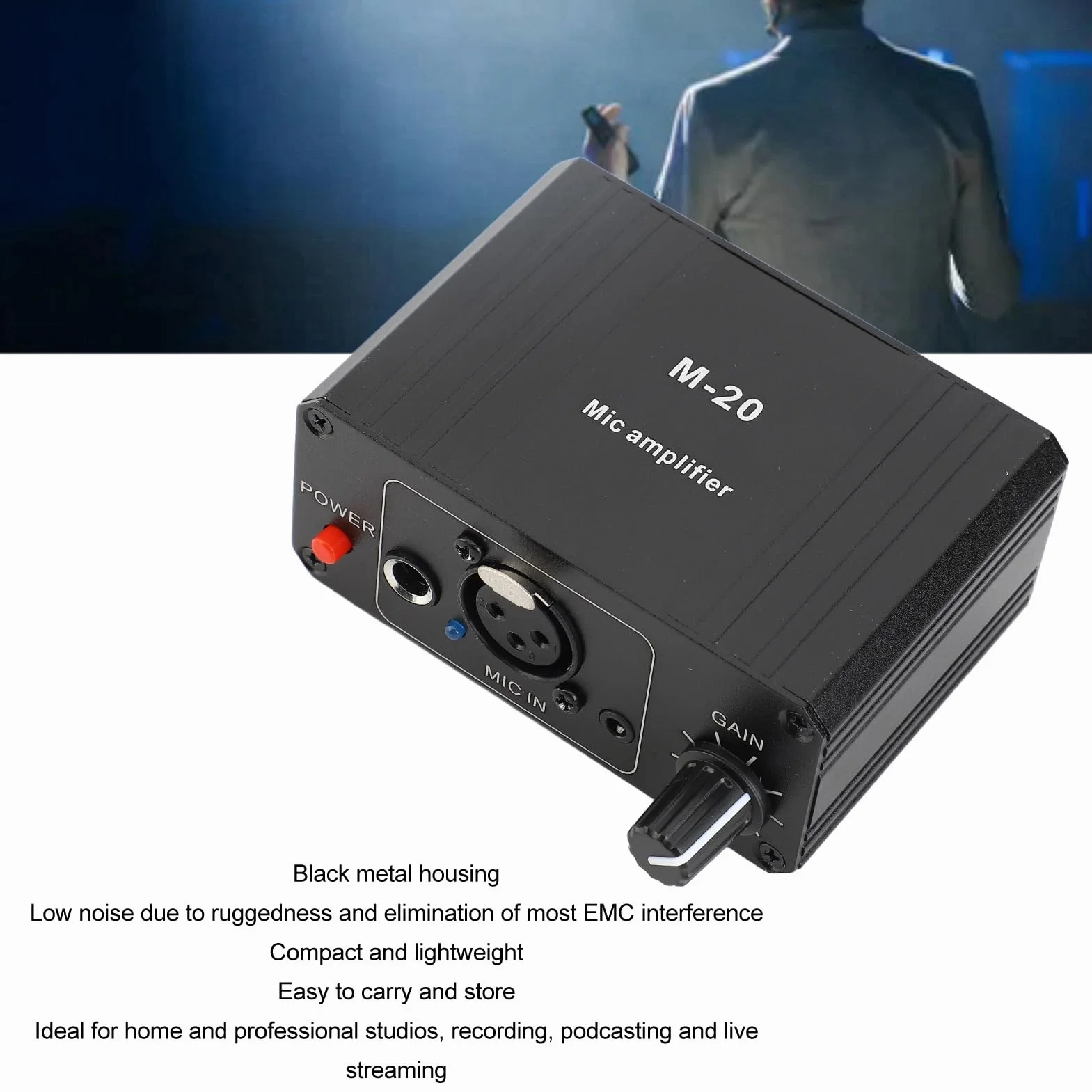KIMISS Préamplificateur Micro à Gain élevé avec Alimentation Fantôme 48V - Sortie XLR - Faible Bruit
