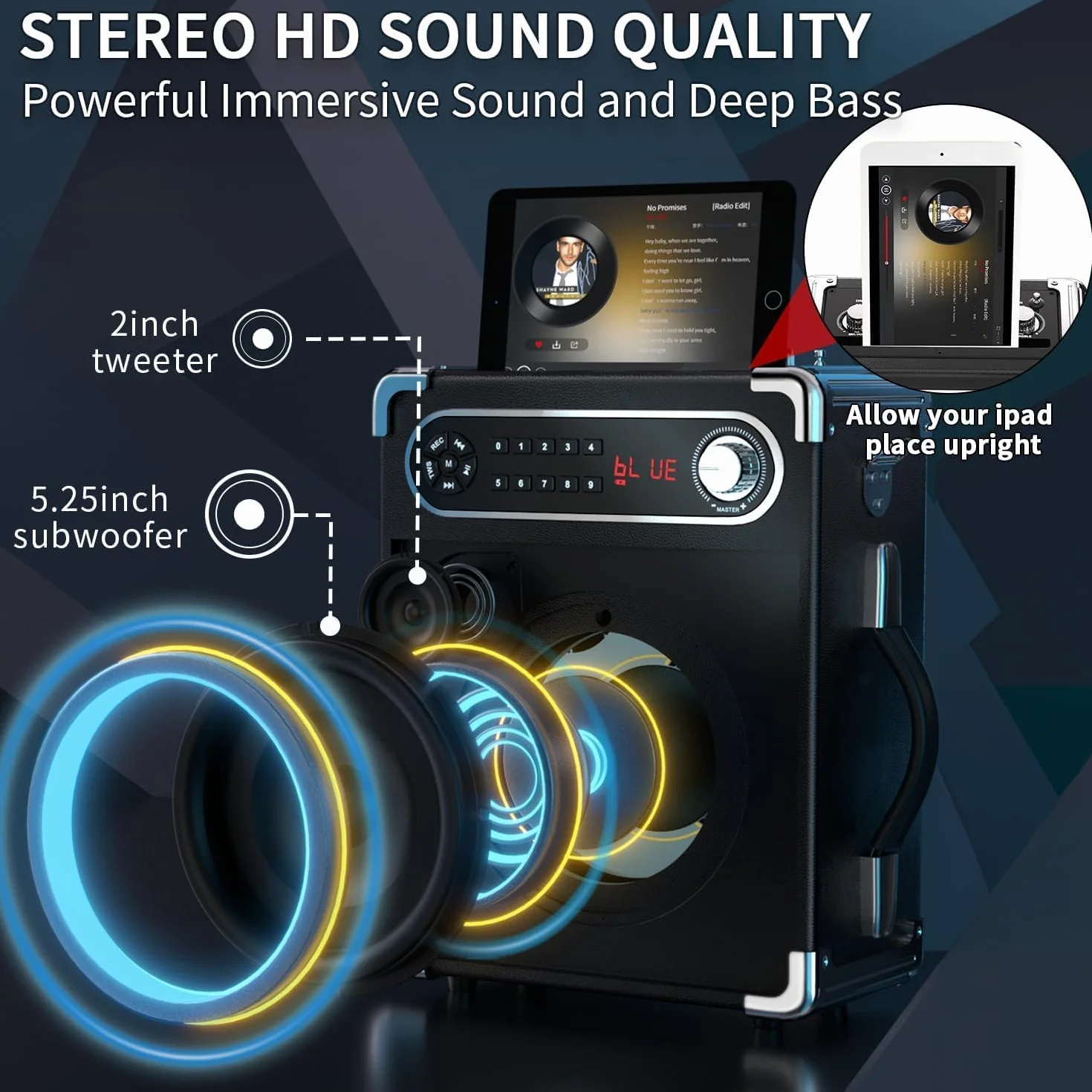 Karaoké avec 2 Microphones sans Fil, Enceinte Bluetooth 5.3 Portable avec Lumières LED, Système de Sonorisation