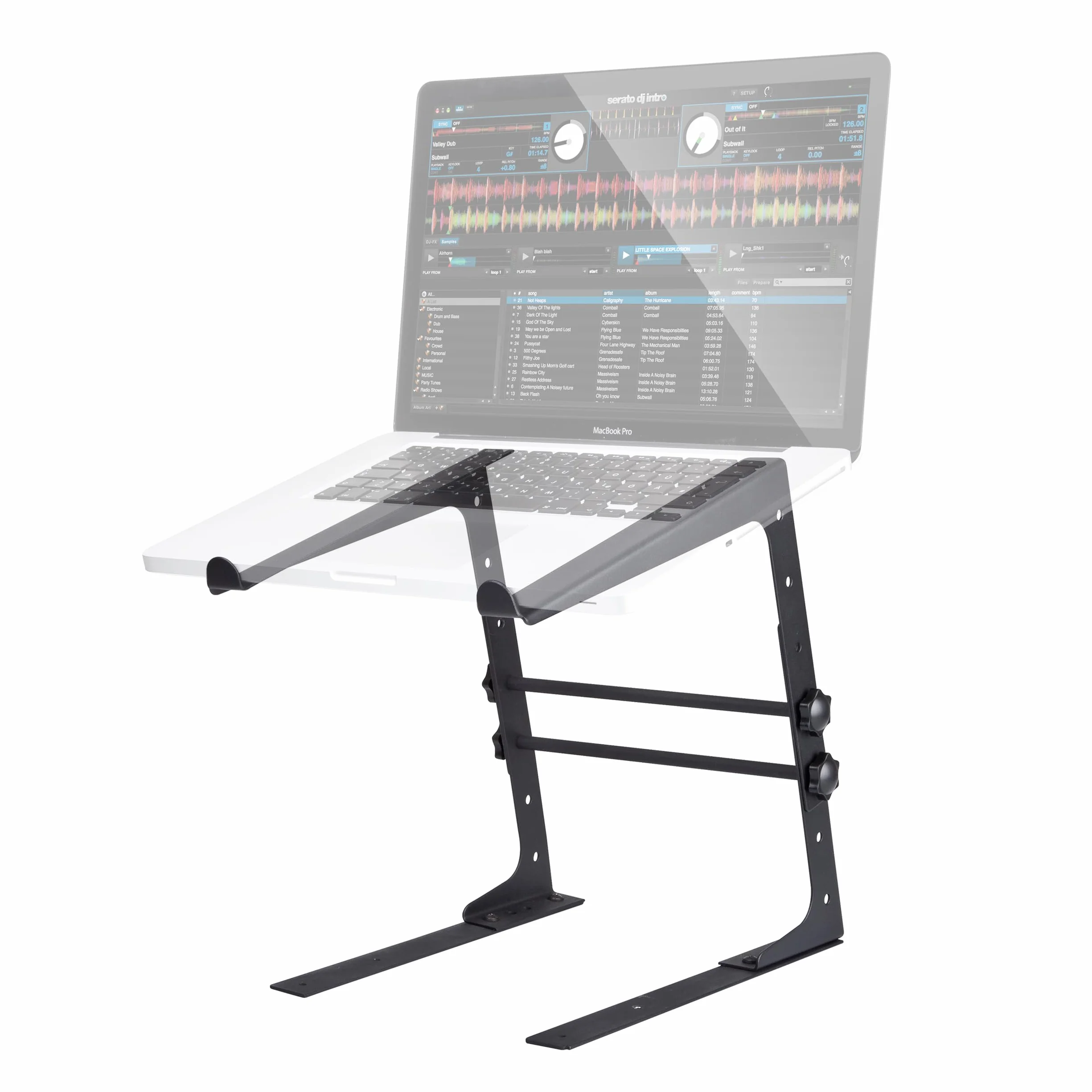 Reloop Laptop Stand V.2 pour ordinateurs portables jusqu'à 17" antidérapant résistant aux vibrations noir
