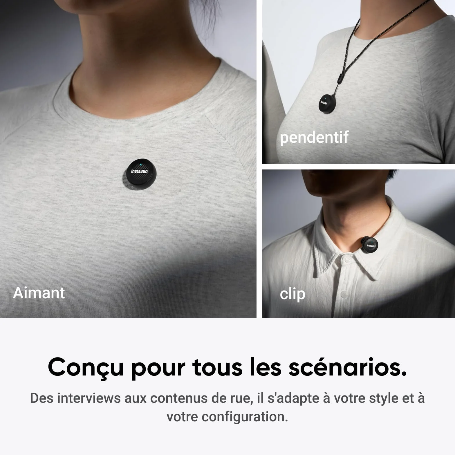 Insta360 Émetteur Mic Air Micro sans Fil 7,9 g Réduction de Bruit X5 X4 X4 Air Ace Pro 2 GO Ultra