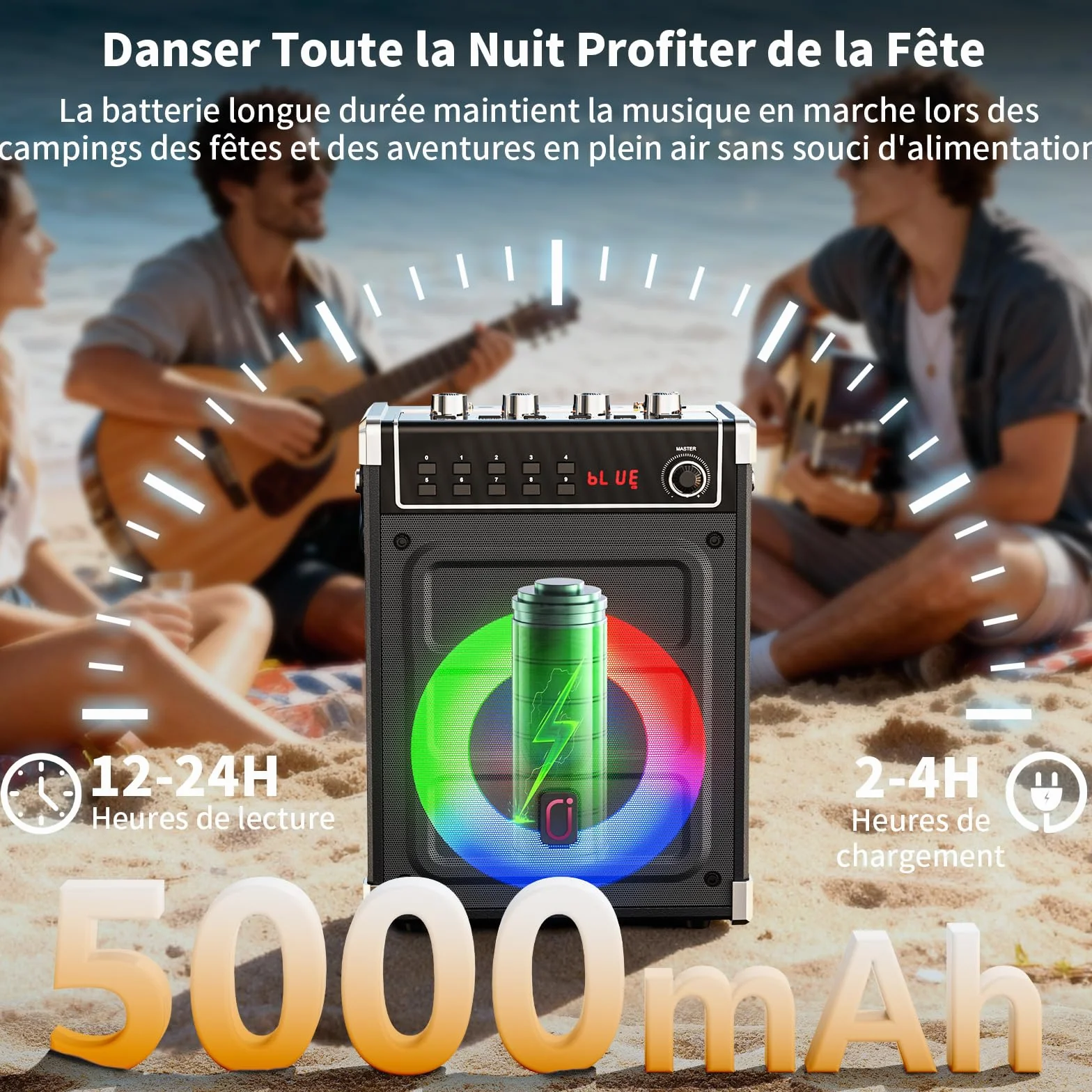 JYX Machine Karaoke Adulte 380W Enceintes Professionnelles avec 2 Micro sans Fil et Lumières Fête DJ Système Portable Noir