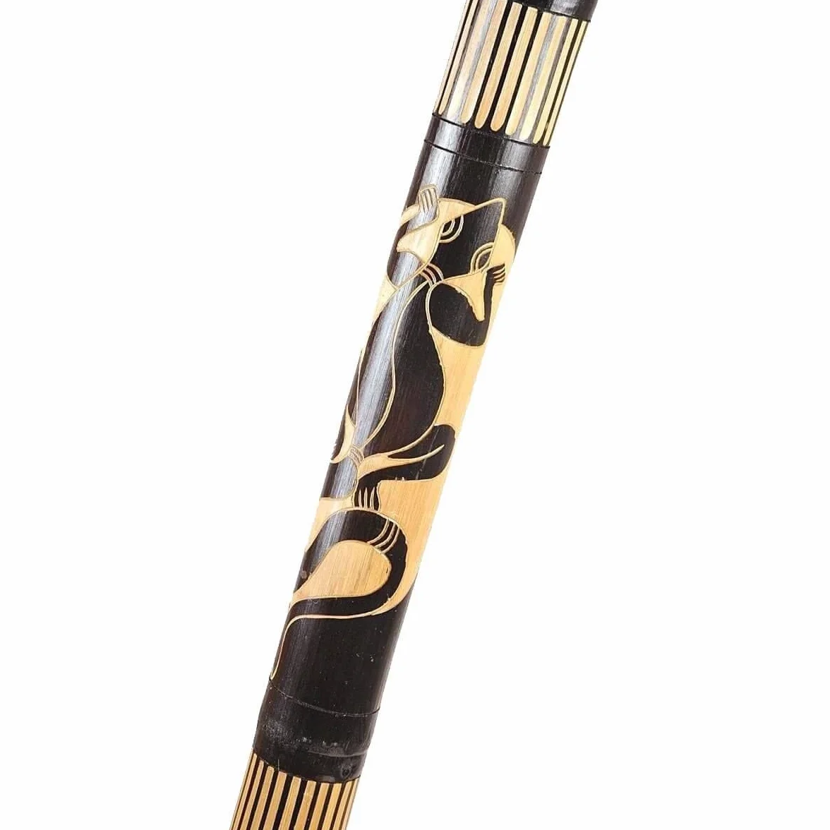 Didgeridoo en bambou bois 120 cm sculpté peint à la main Dotpaint instrument musique aborigènes