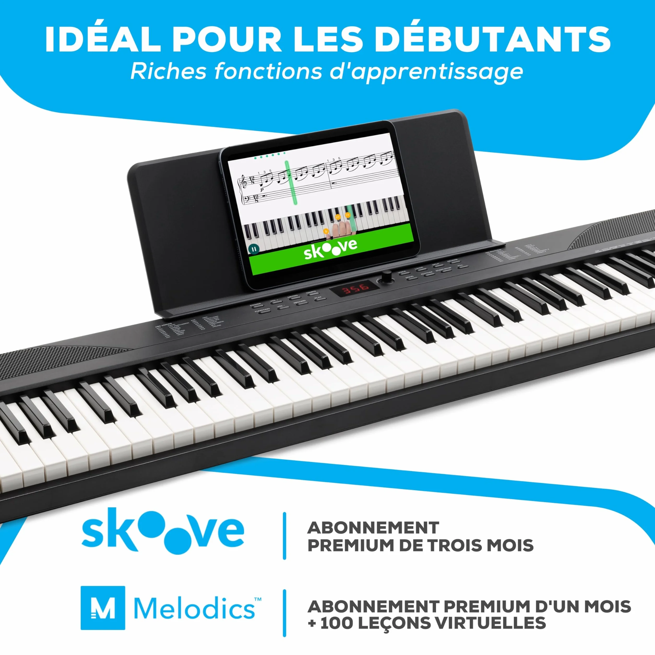 Alesis Piano Numérique 88 Touches avec 480 Sons, Haut-Parleurs, MIDI USB, Sac de Transport, Support, Casque, Pédale