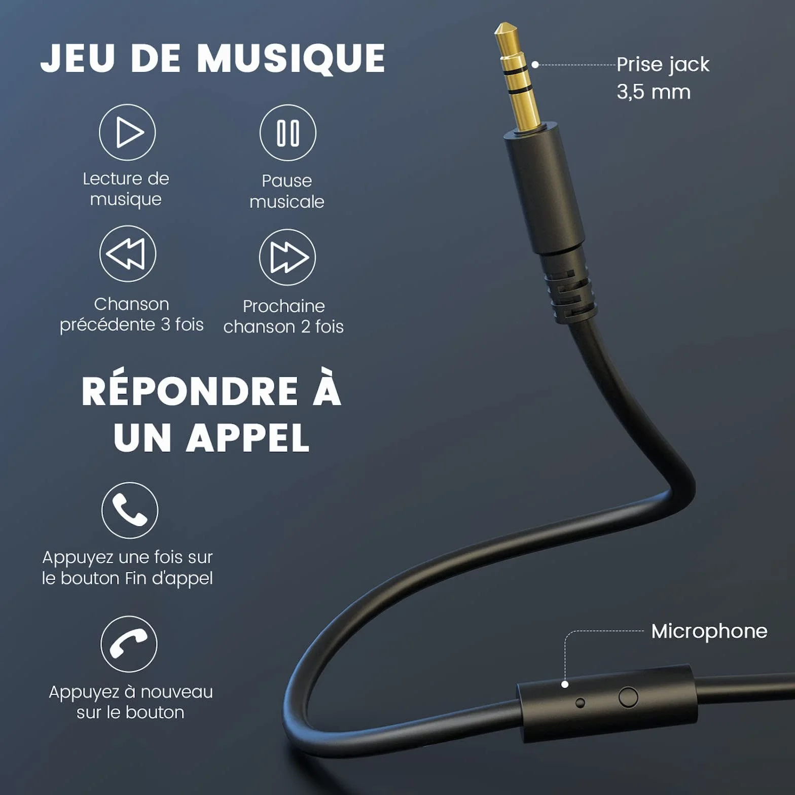 OneOdio Casque Audio Filaire Hi-Fi Hi-Res pour Guitare Piano avec Micro, Confort Léger, Noir