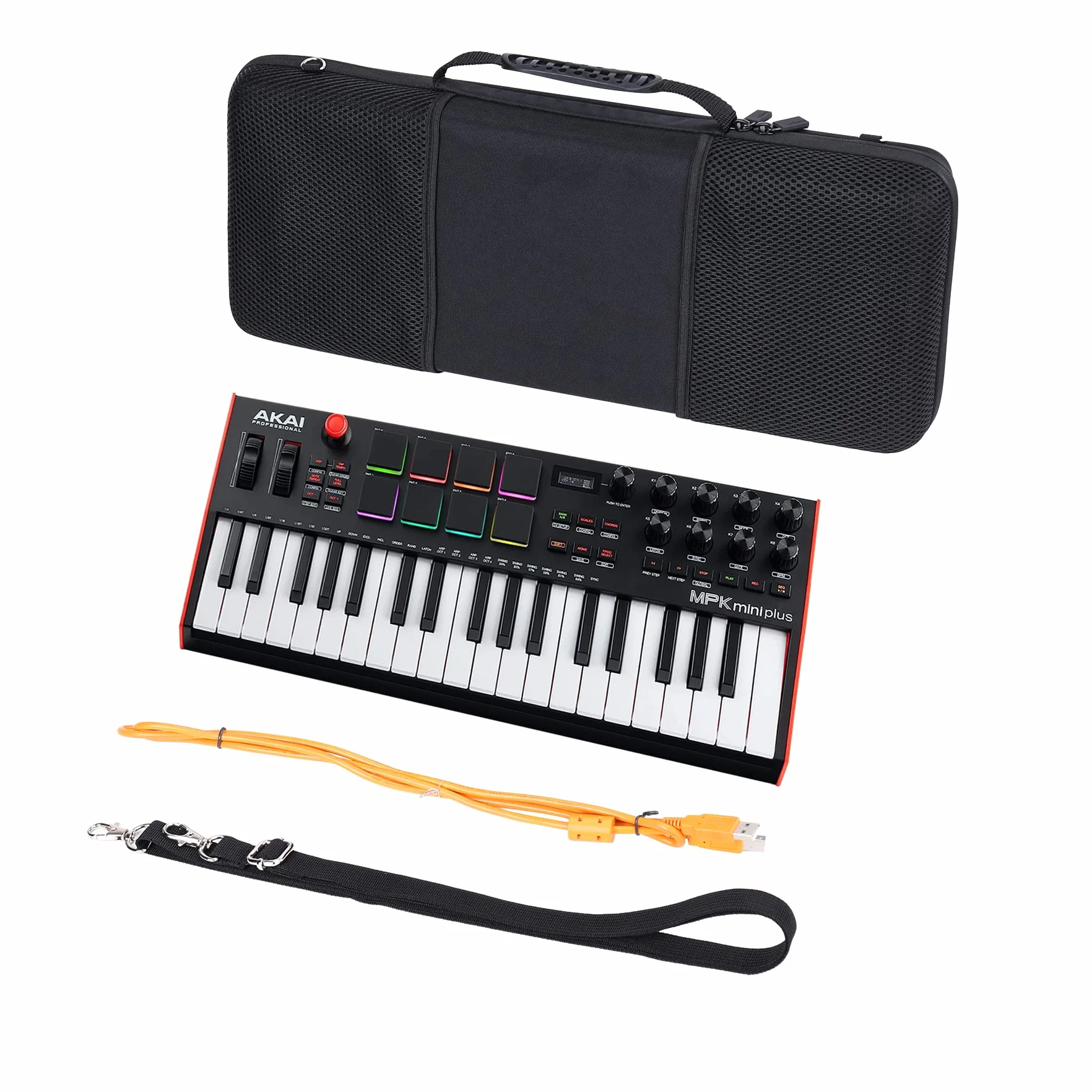 co2CREA Dur Étui de Voyage Rigide Housse Cas coque pour AKAI Professional MPK Mini Plus Clavier MIDI USB 37 touches
