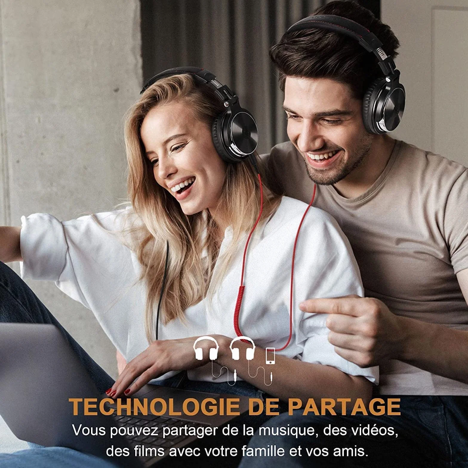 OneOdio Casque Audio Filaire DJ Hi-Res Audio Extra Basse Son Pliable avec Micro Share-Port Pro-10