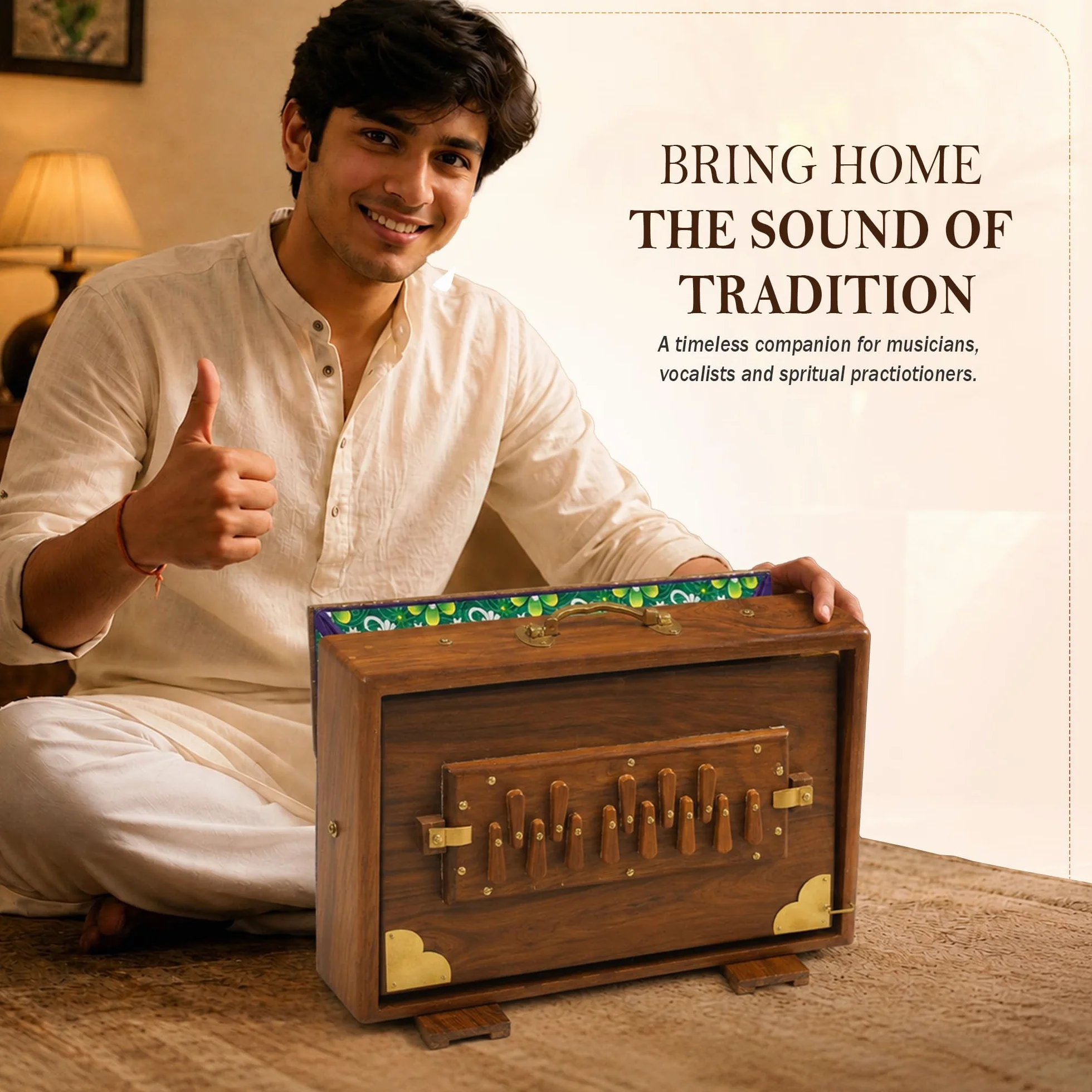 Shruti Box 13 Note Tuned 432 Hertz Teak Wood Padded Carry Bag