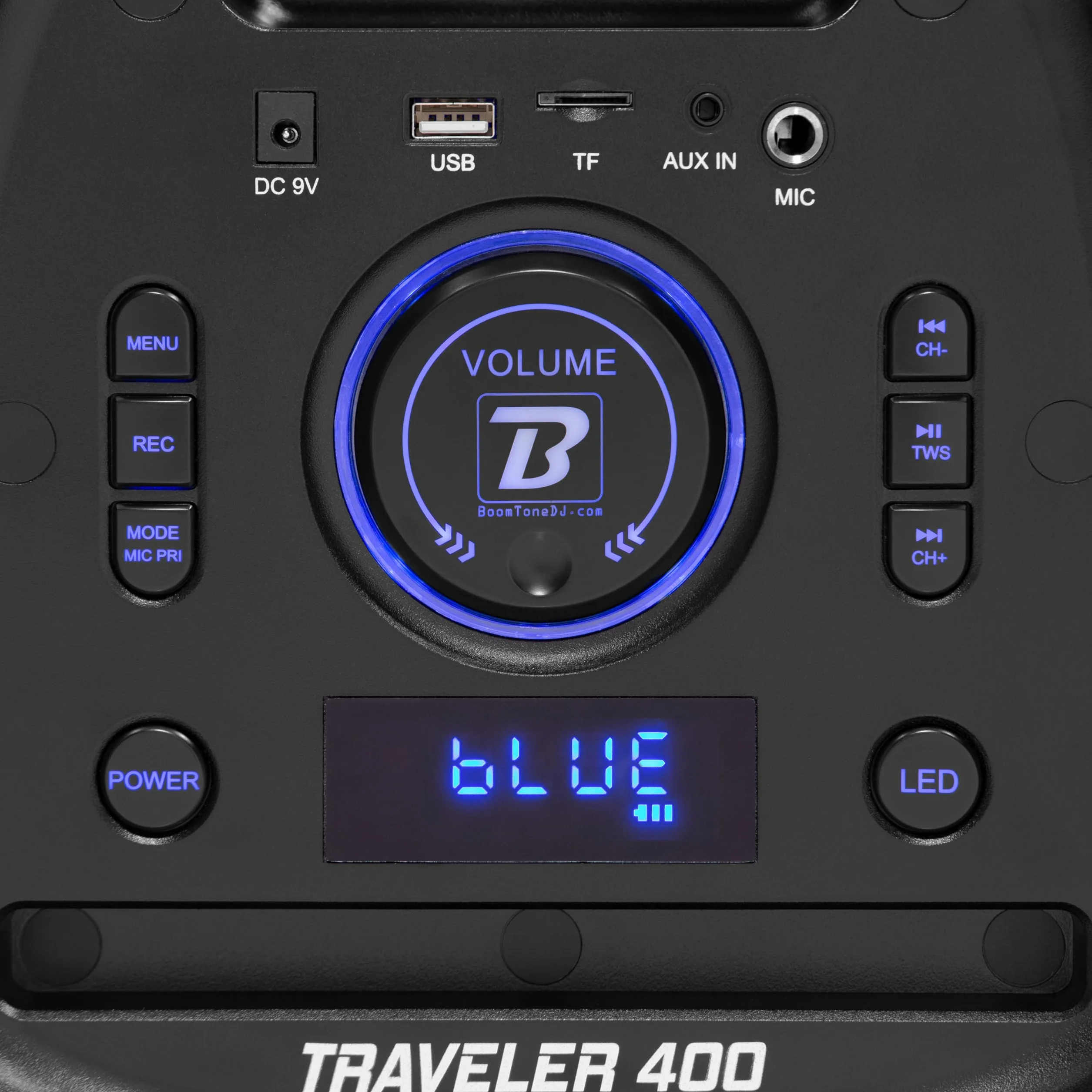 BoomTone DJ Traveler 400 Enceinte sur Batterie Bluetooth USB/SD Lumière Intégrée Poignée Télescopique