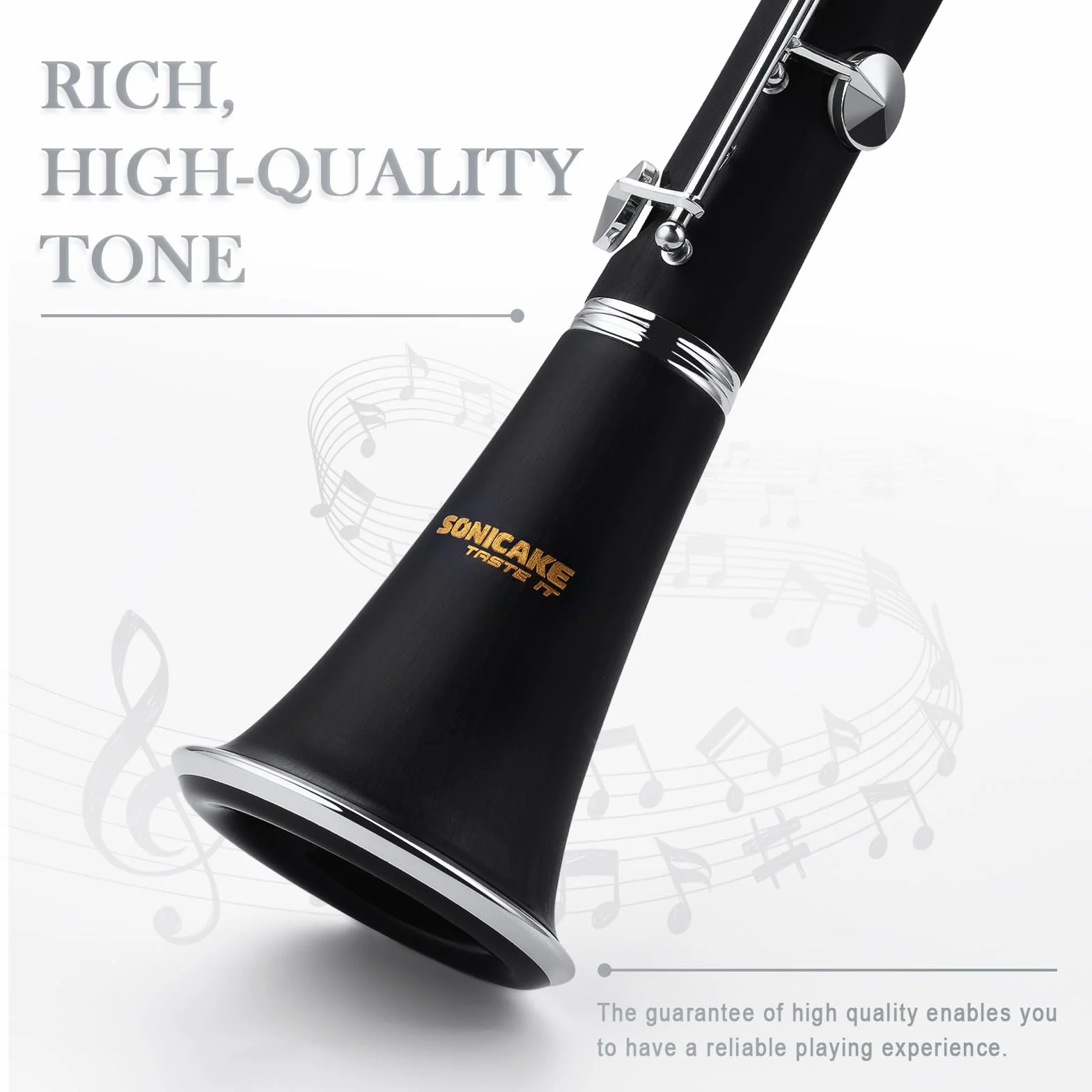 SONICAKE Clarinette Sib Ébonite Nickelée Barillets Anches Bec Étui Rigide QCR-01