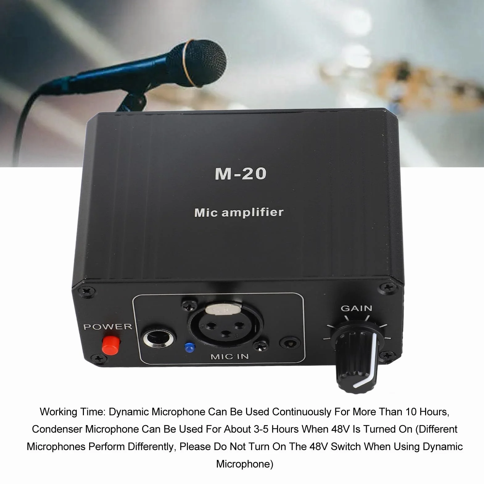 KIMISS Préamplificateur Micro à Gain élevé avec Alimentation Fantôme 48V - Sortie XLR - Faible Bruit