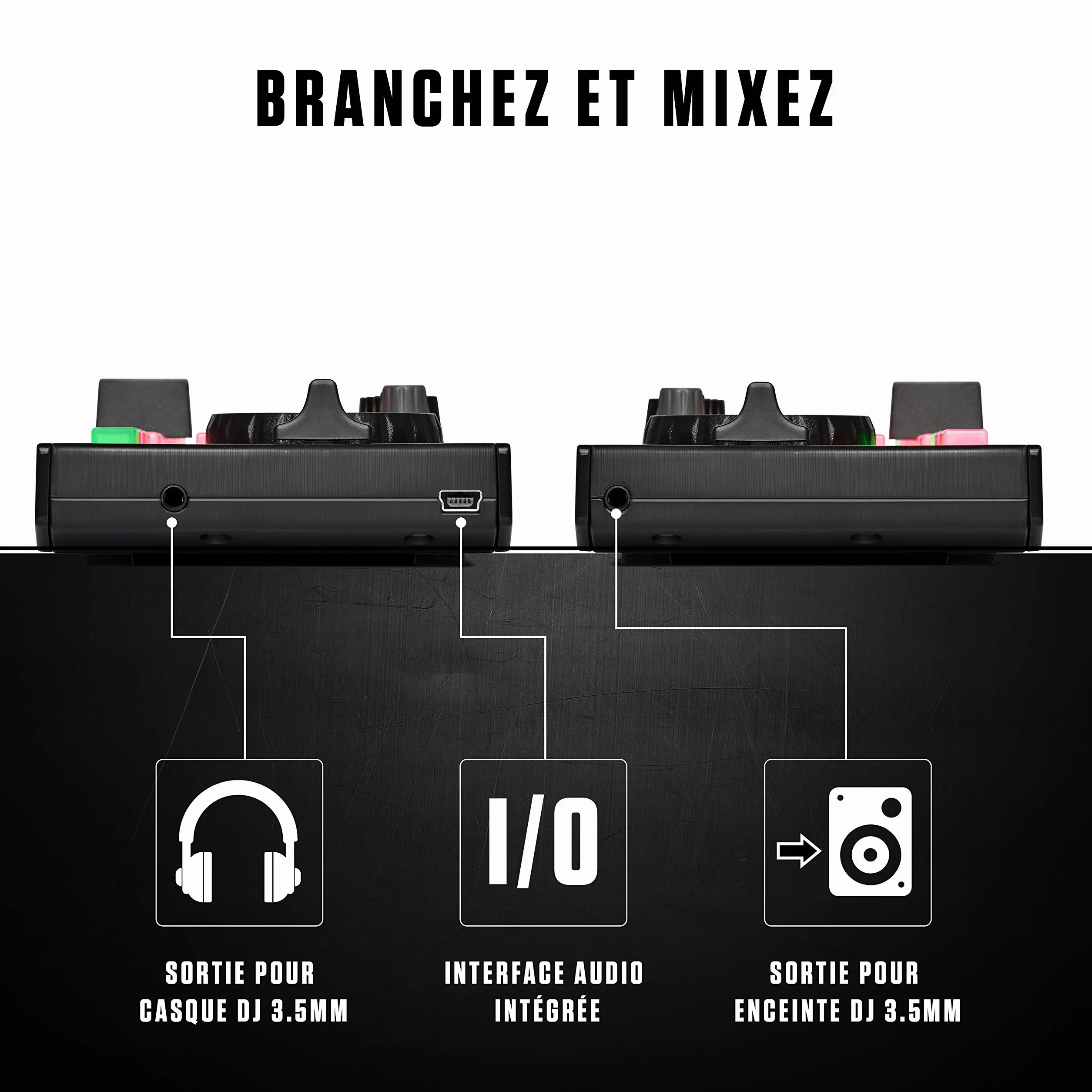 Numark DJ2GO2 Touch Contrôleur DJ 2 Canaux Portable avec Table de Mixage et Carte Son Intégrées et Platines Tactiles, Serato DJ Lite