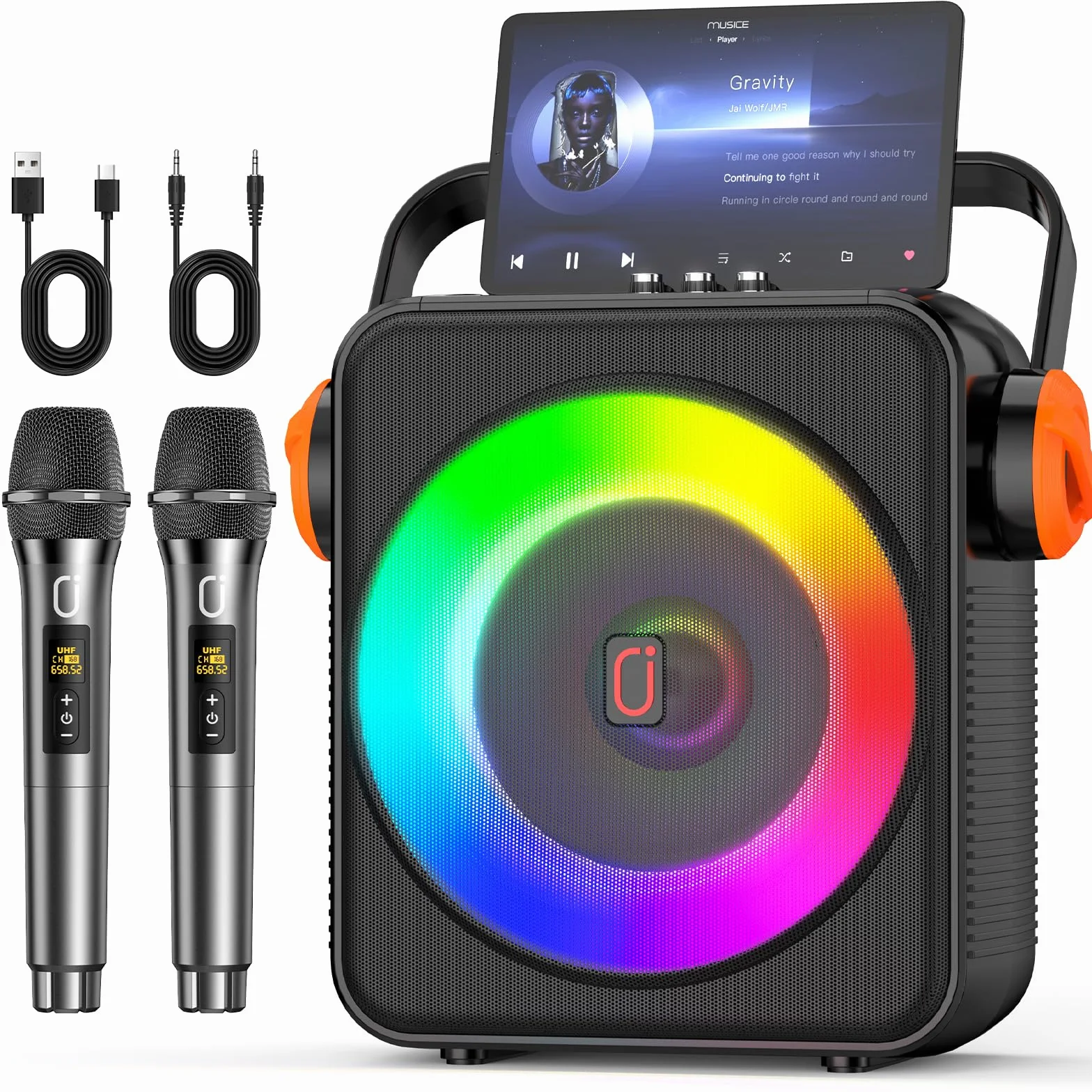 Karaoke Machine Bluetooth 5.3 120W Portable Enceinte avec Lumière RVB DSP