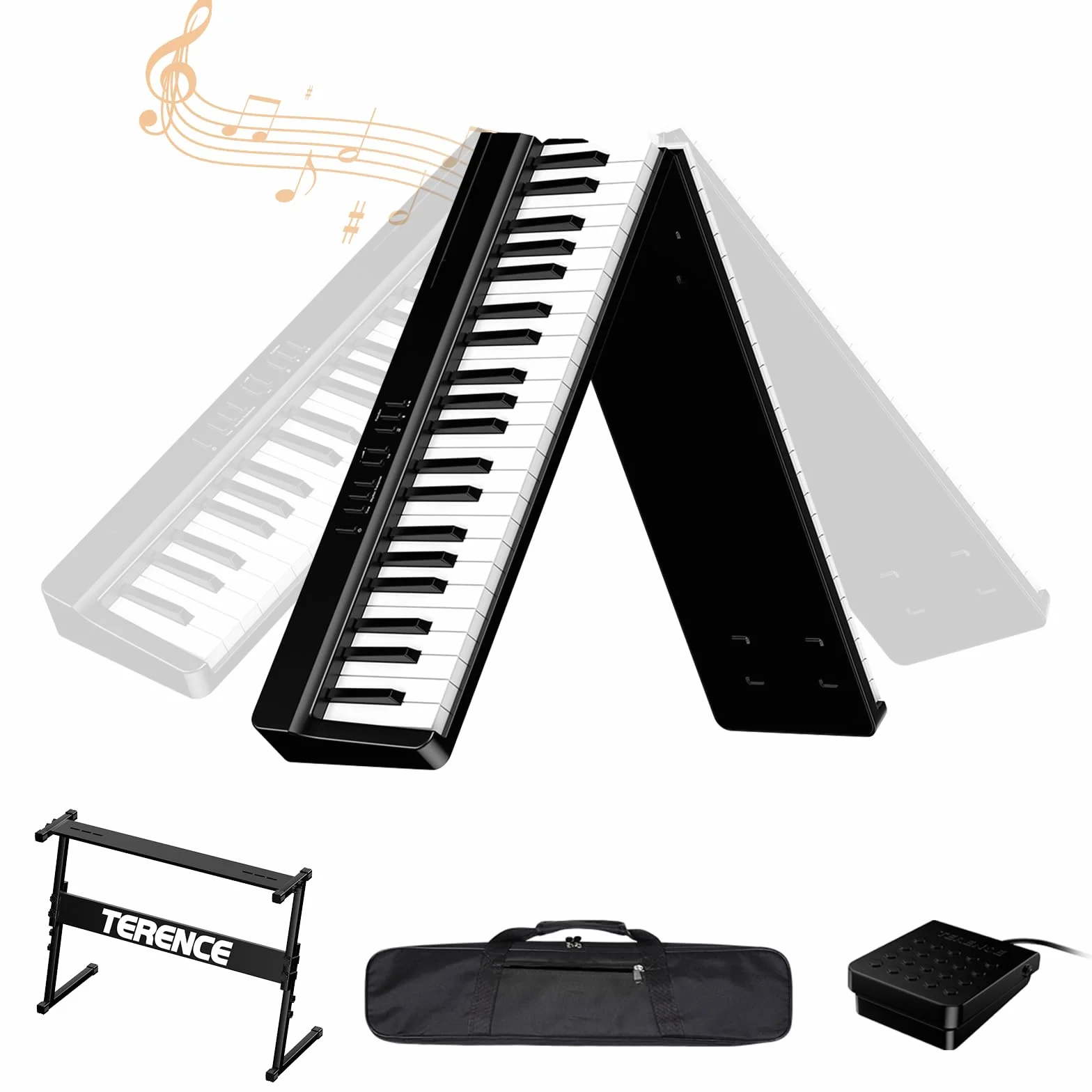 TERENCE Piano Numérique Portable 88 Touches Semi-lesté avec Support Z