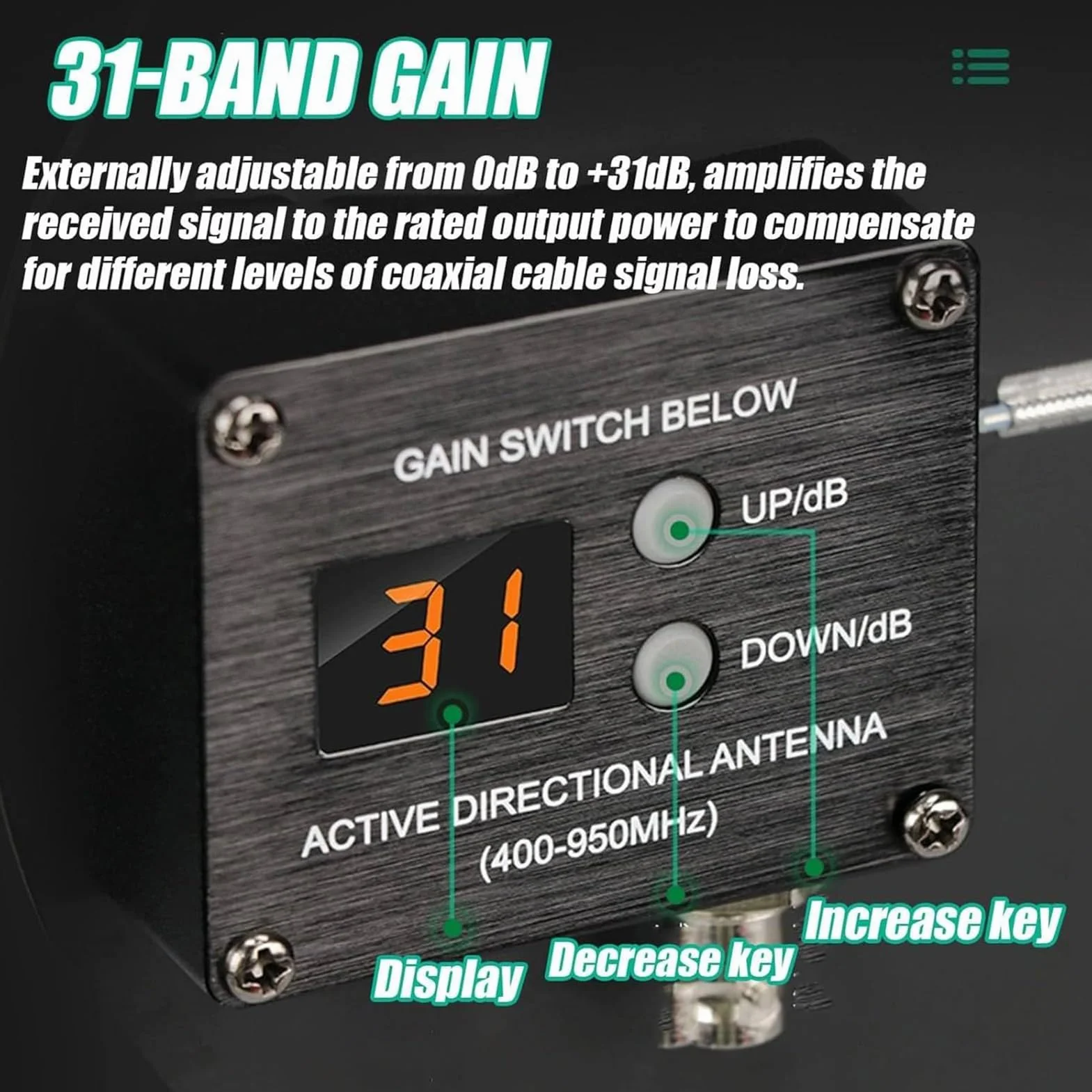 Amplificateur de signal microphone sans fil UHF avec distribution d'antenne 400-950 MHz gain réglable