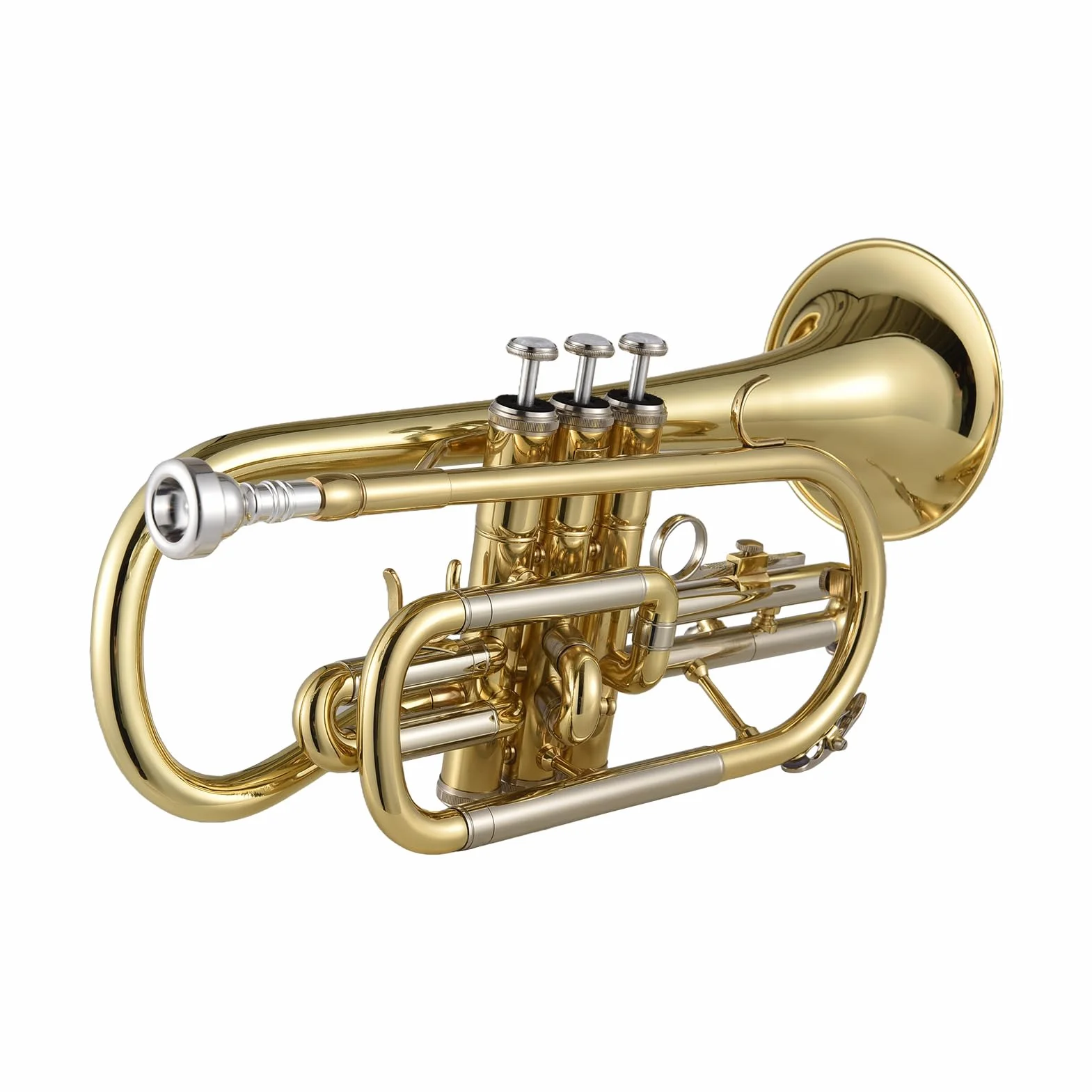 Cornet en Laiton Peinture Or Professionnel avec Étui de Transport pour Débutants