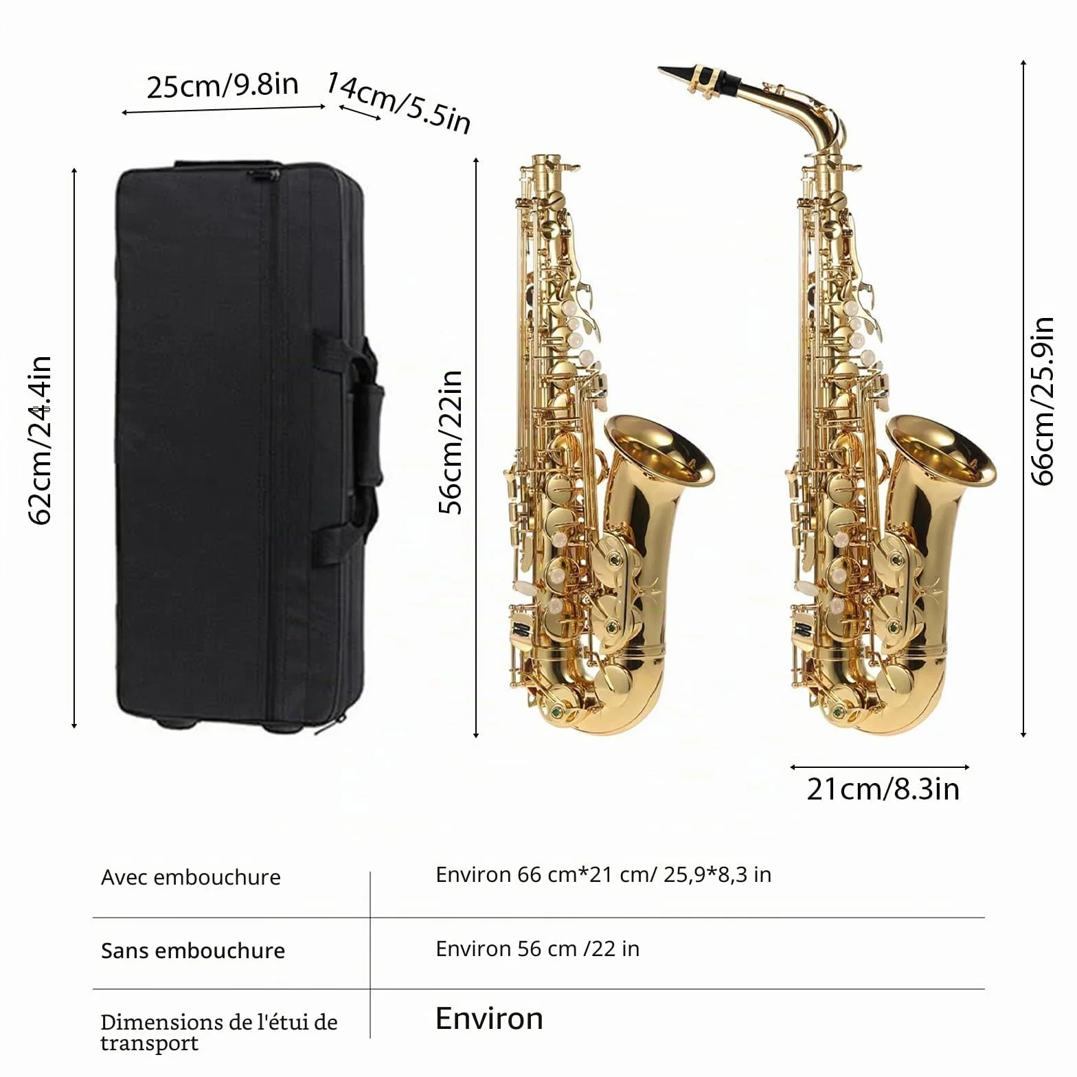Saxophone Mi Bémol 802 touches laiton doré cuir motif gravé avec étui
