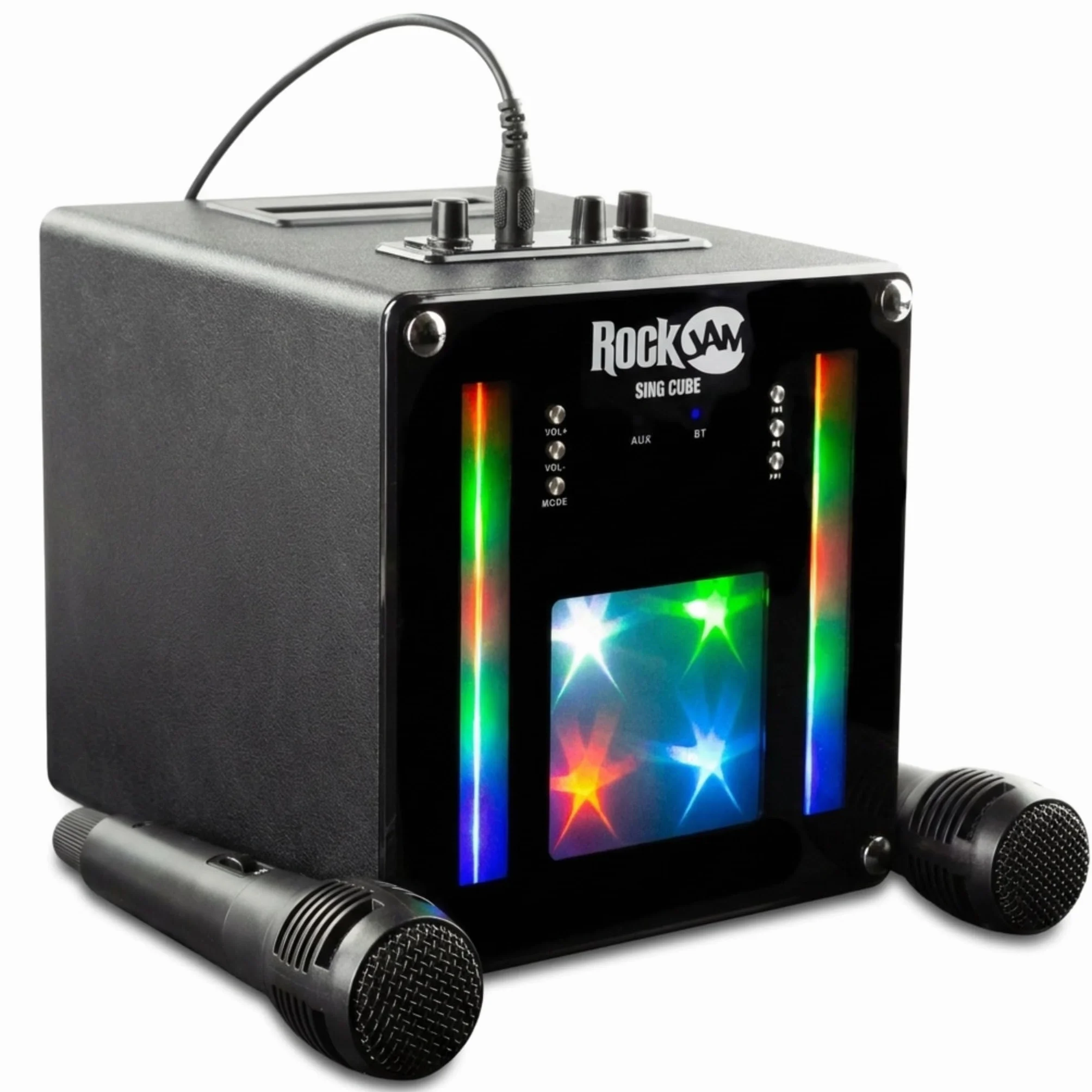 RockJam Machine de karaoké Bluetooth 10 Watts Rechargeable avec Deux Microphones et Jeux de lumière