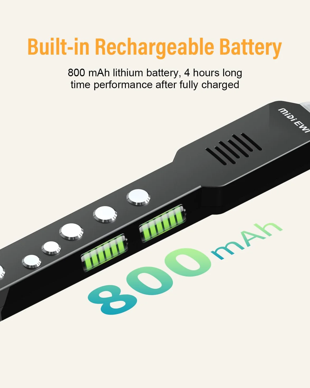 EWI Instrument à vent numérique Noir Bluetooth MIDI 10 tonalités portable