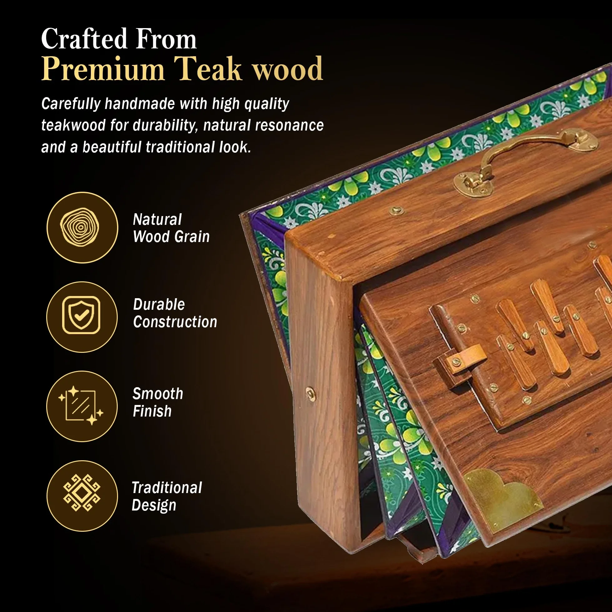 Shruti Box 13 Note Tuned 432 Hertz Teak Wood Padded Carry Bag