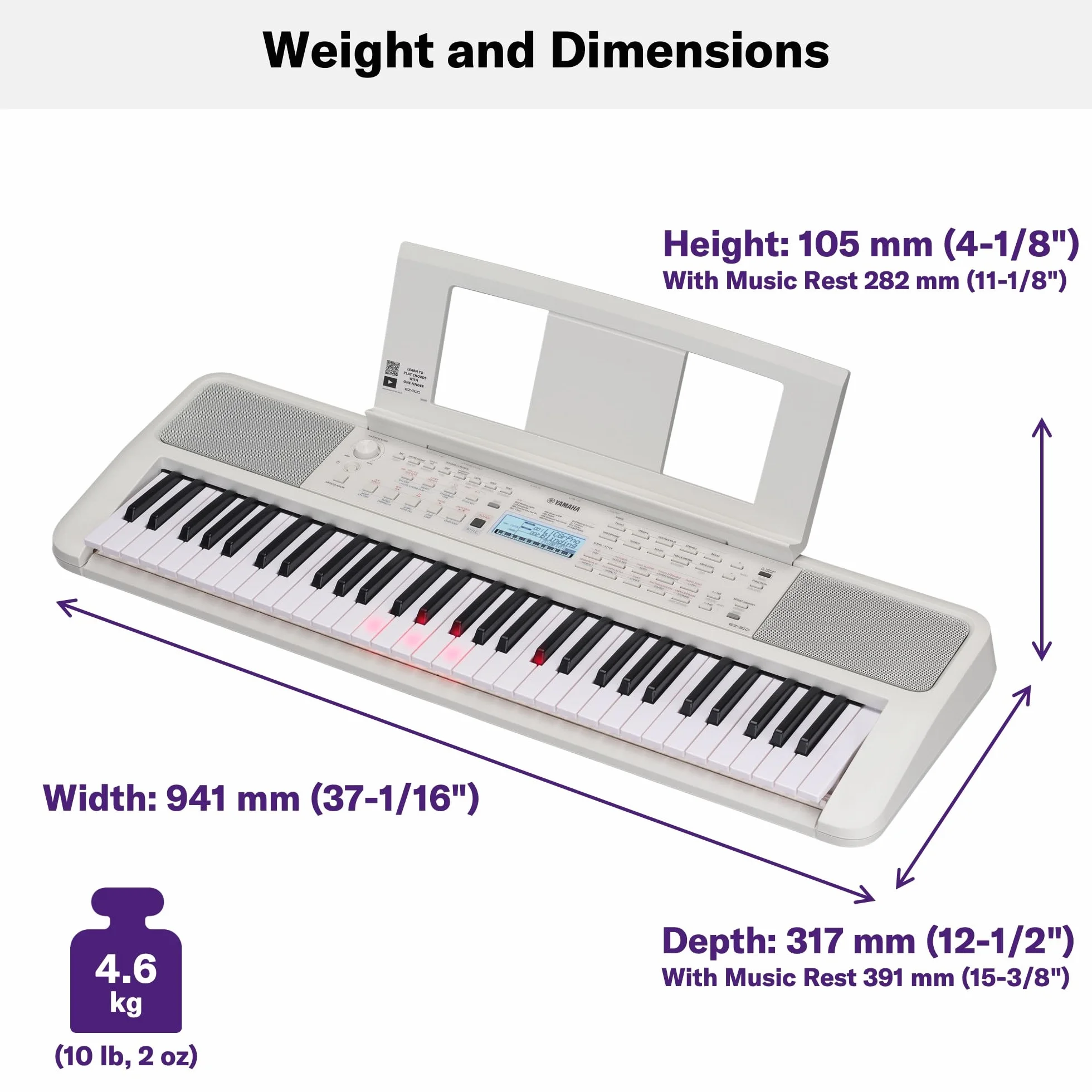 Yamaha EZ-310 Clavier portable 61 touches tactiles guide lumineux polyphonie 48 notes débutants
