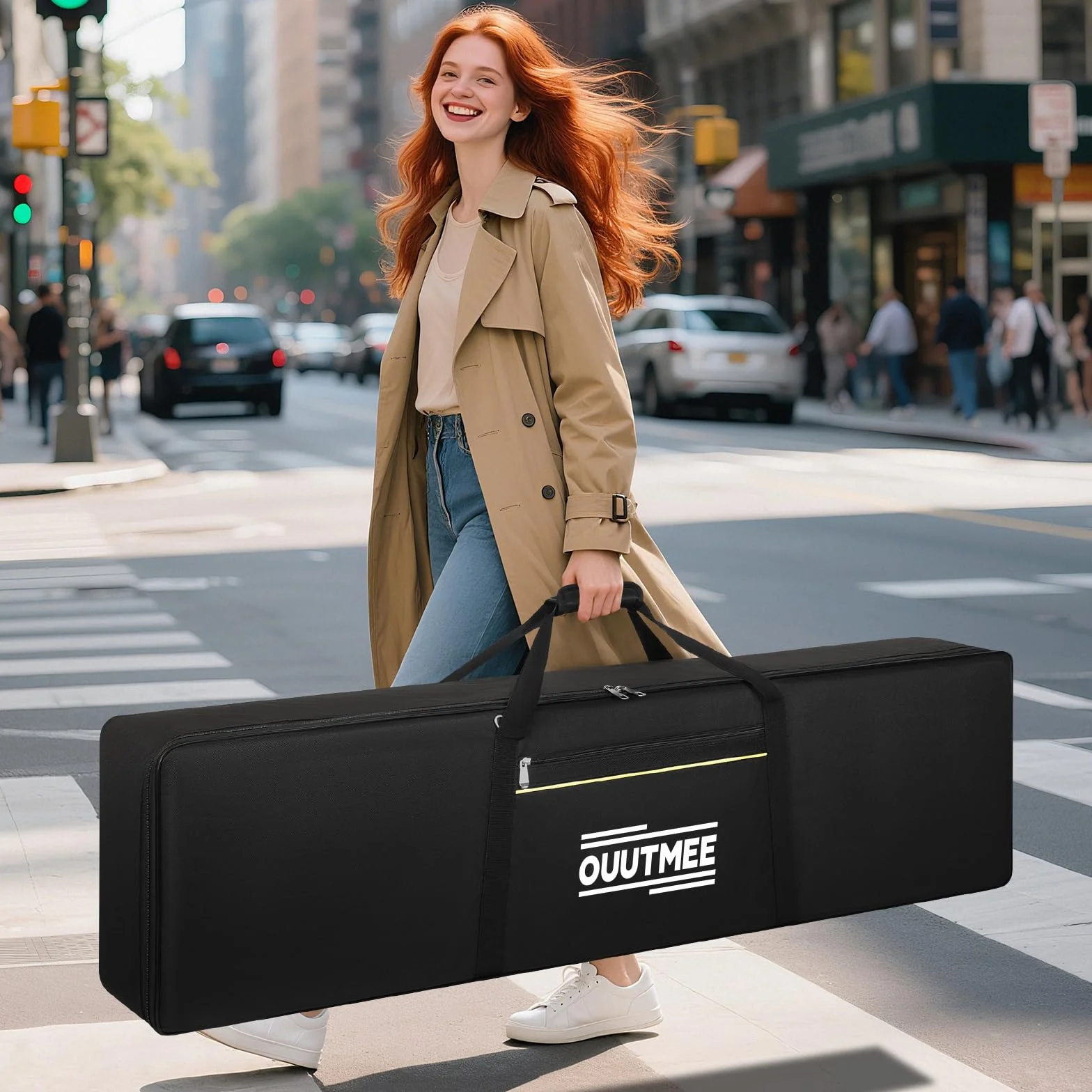 OUUTMEE Housse pour Clavier 88 Touches, Sac de Transport en Tissu Oxford 600D 10MM Rembourré Noir
