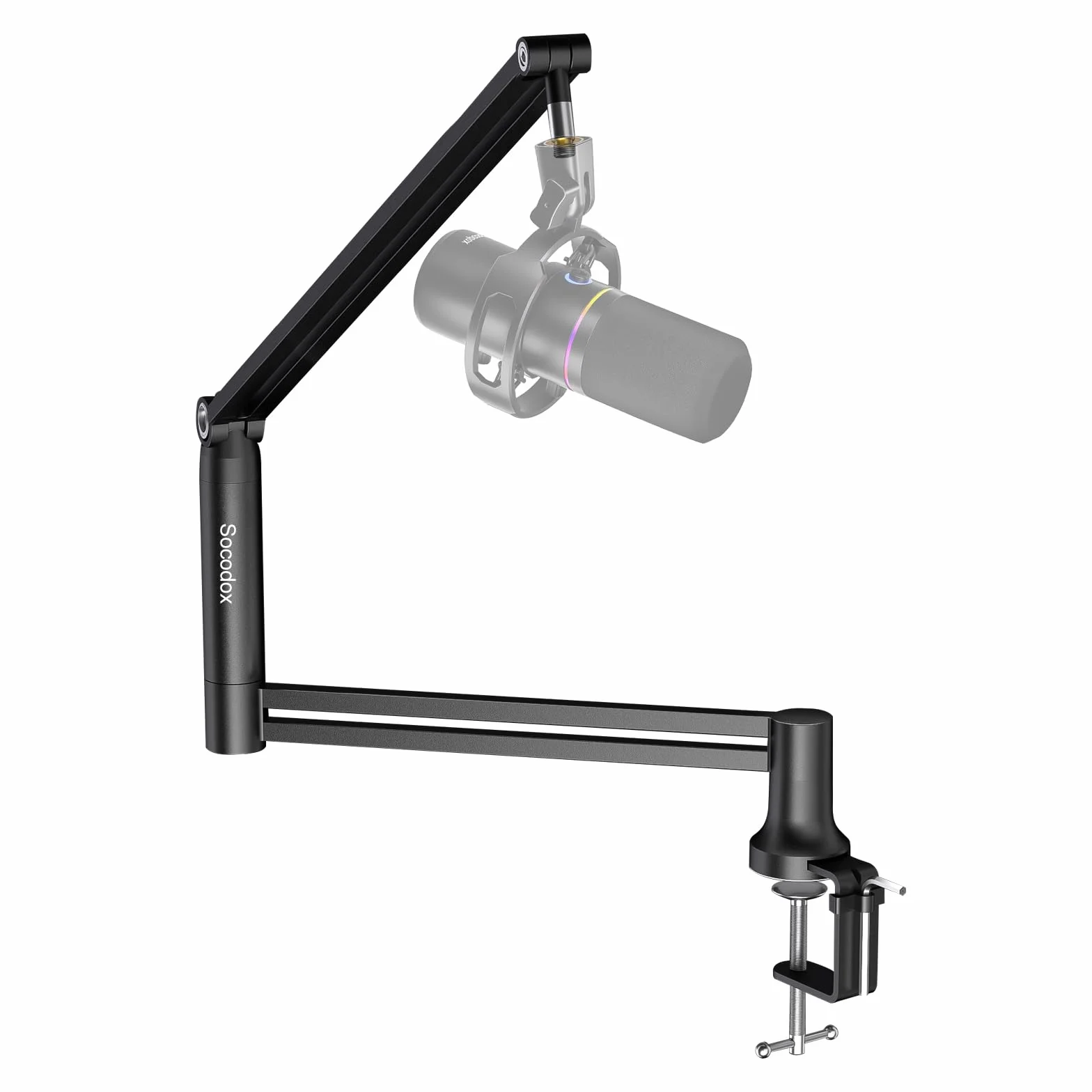 Bras de Microphone Ajustable 360° Rotatif 90° Pliable pour Streaming, Recording, Podcast, Gaming, Noir