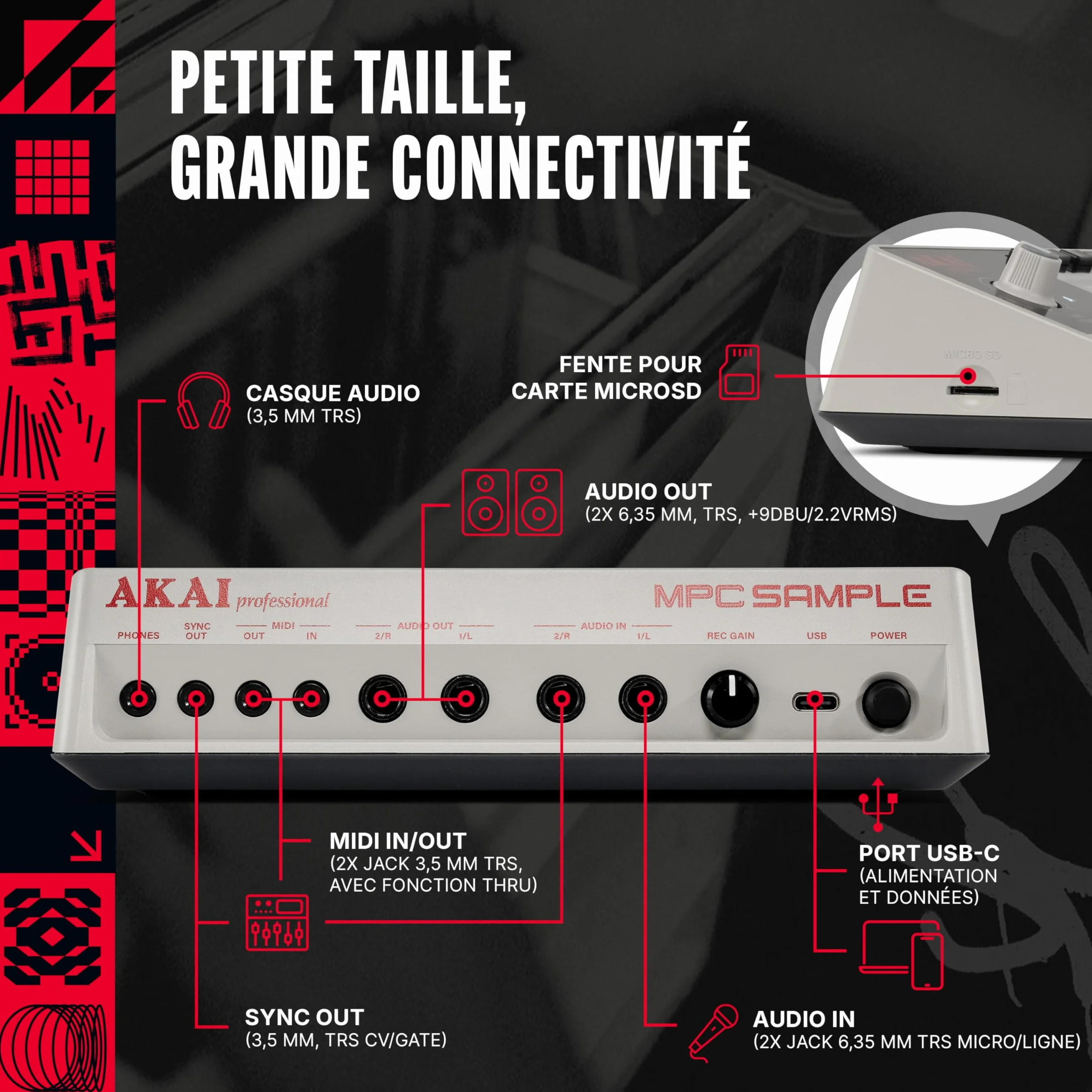 Akai Professional MPC Sample Sampler Portable Autonome avec Batterie Rechargeable USB-C