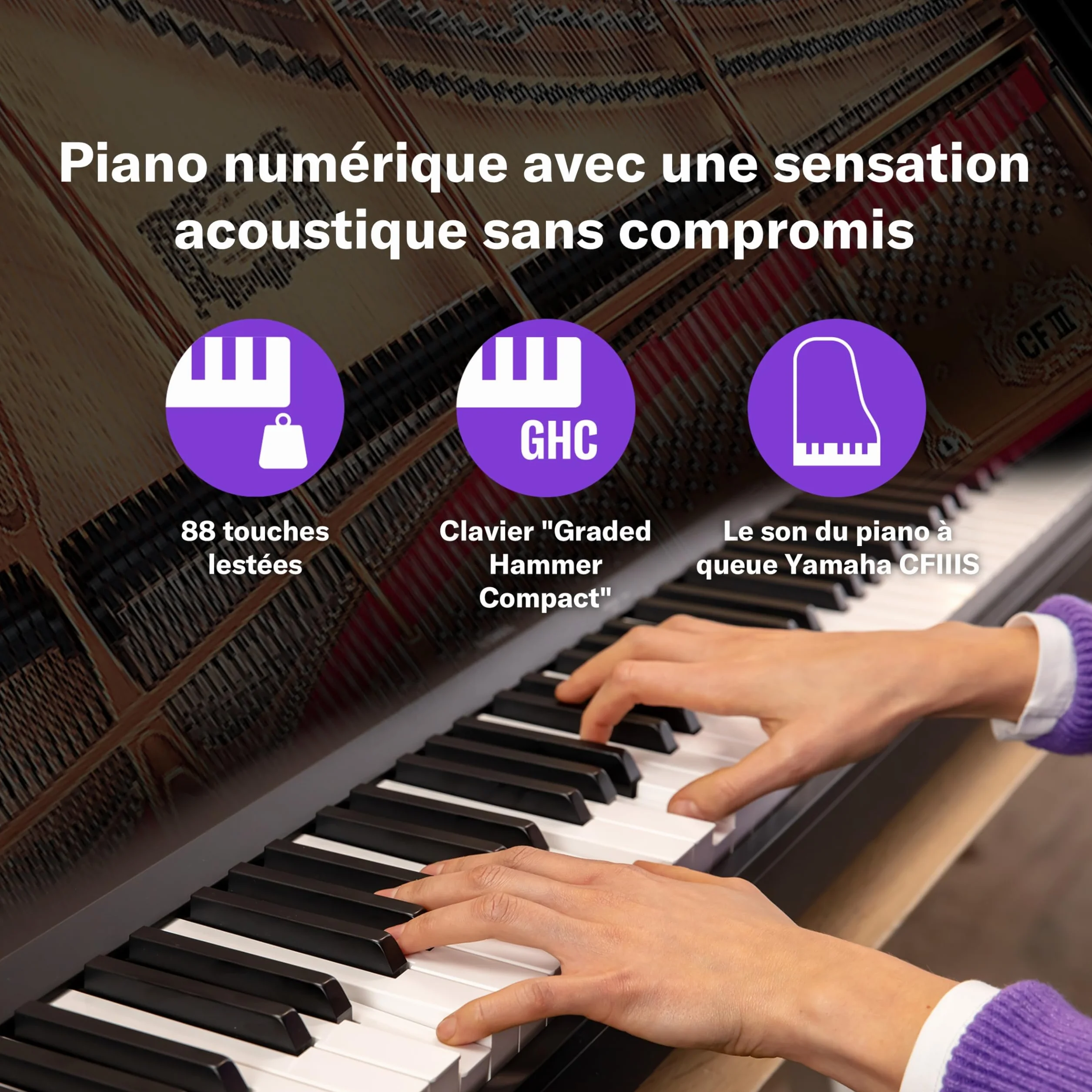 Yamaha P-145BT Piano Numérique 88 Touches Clavier Graded-Hammer-Compact 10 Sonorités Bluetooth Noir